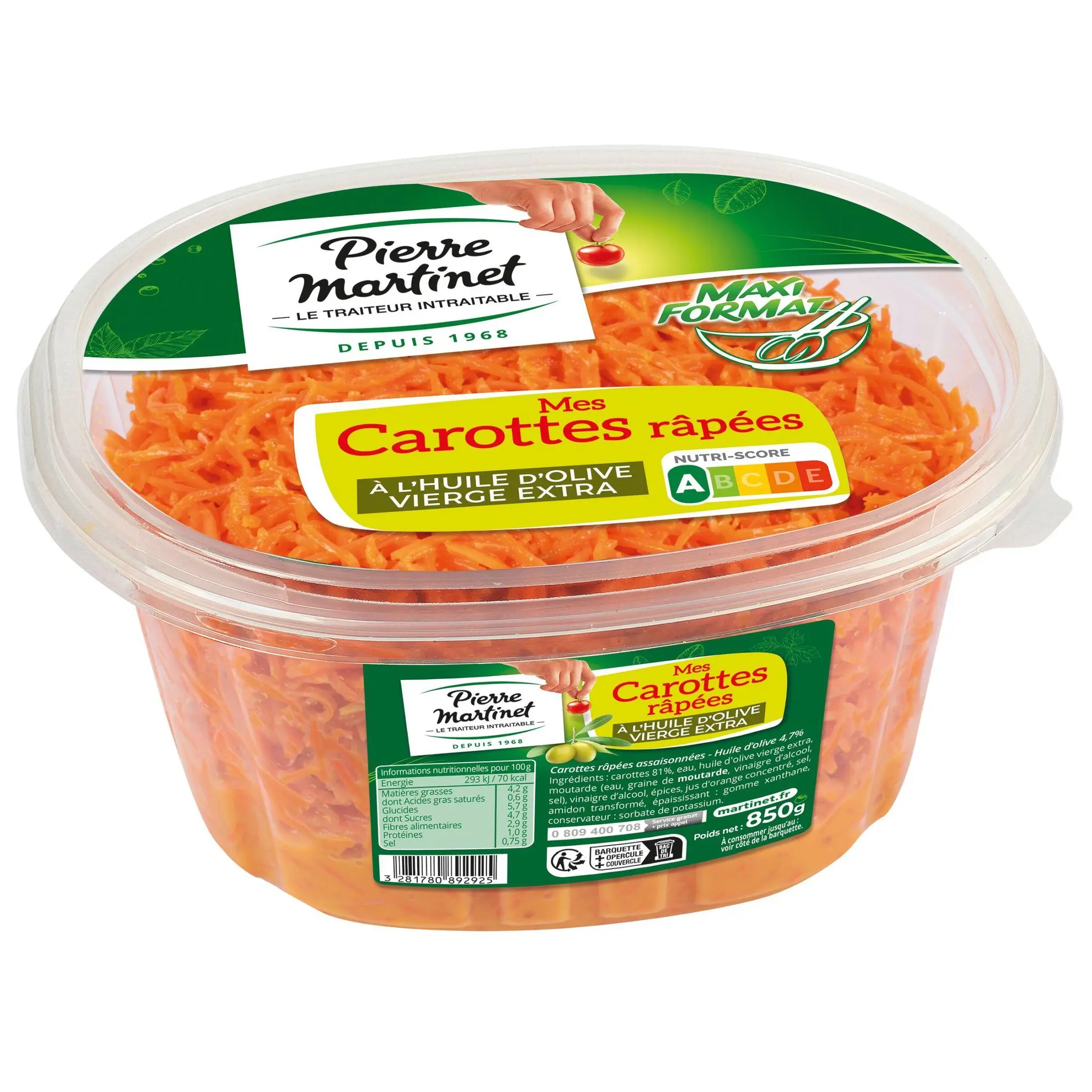 MARTINET Carottes râpées à huile d'olive vierge extra
