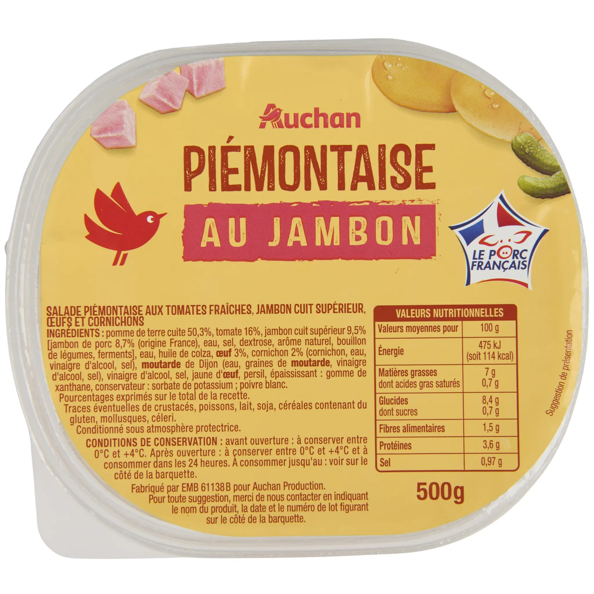 AUCHAN Piémontaise au jambon