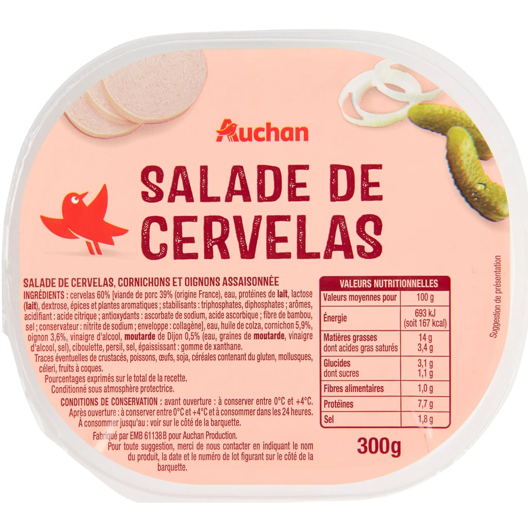AUCHAN Salade de cervelas