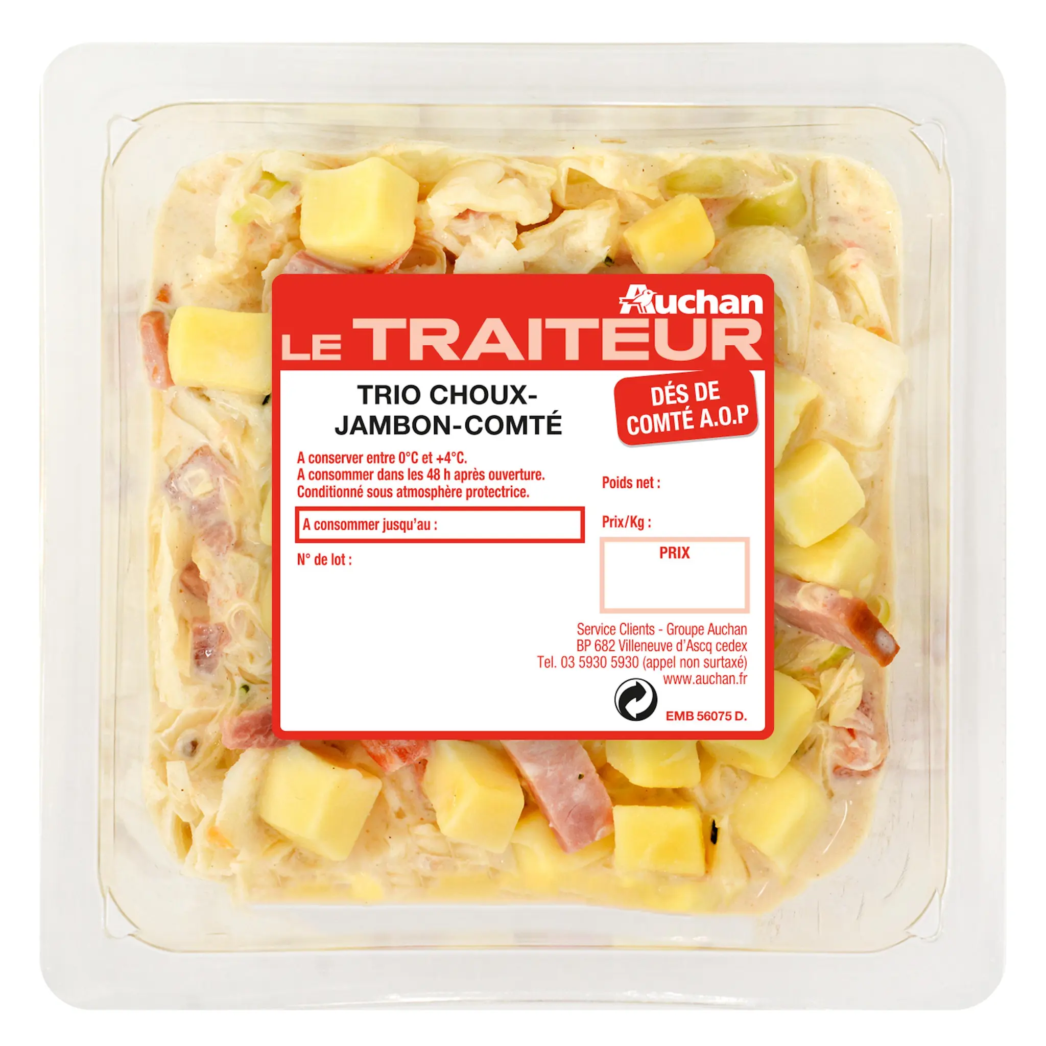 AUCHAN LE TRAITEUR Trio choux-jambon-comté