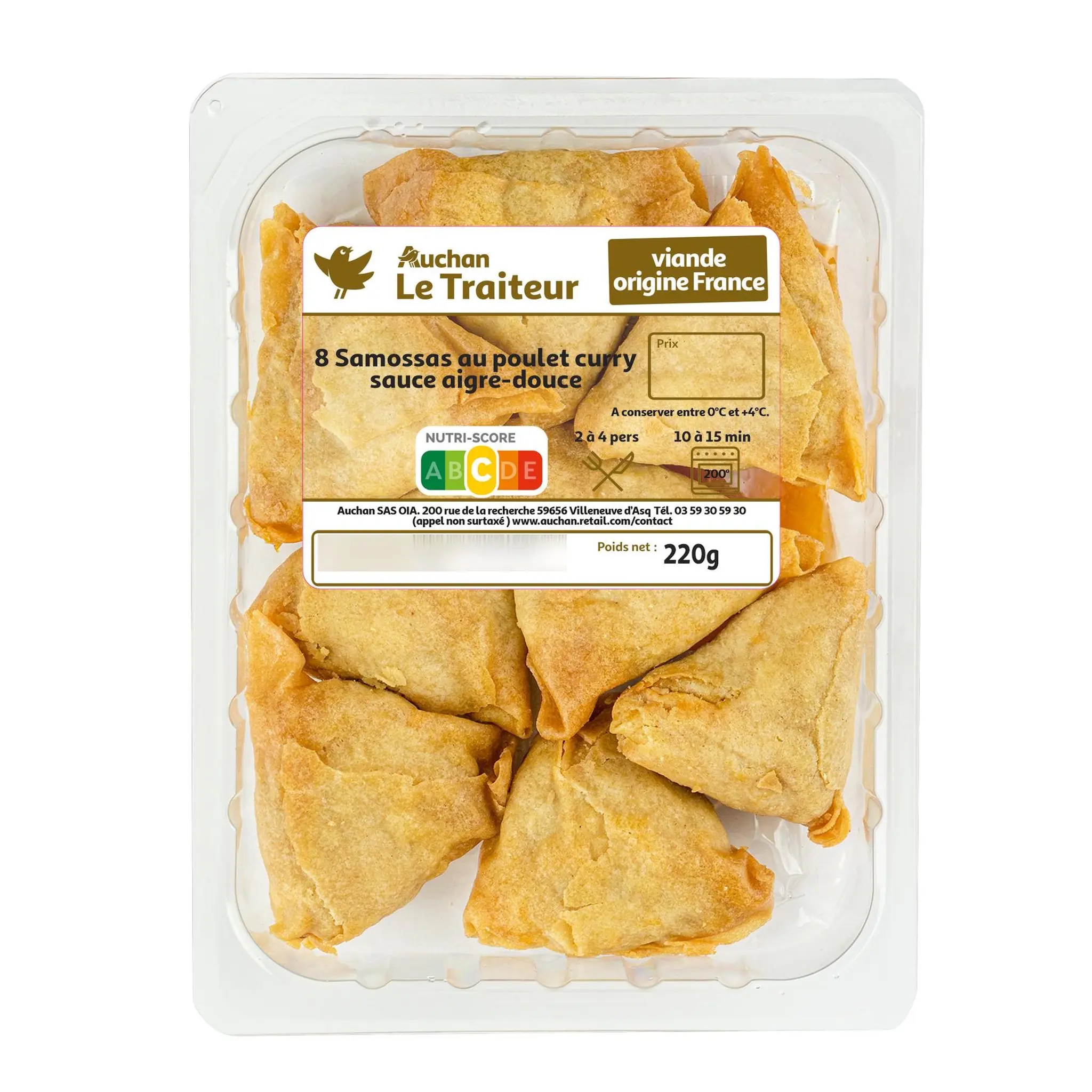 AUCHAN LE TRAITEUR Samossa au poulet et curry