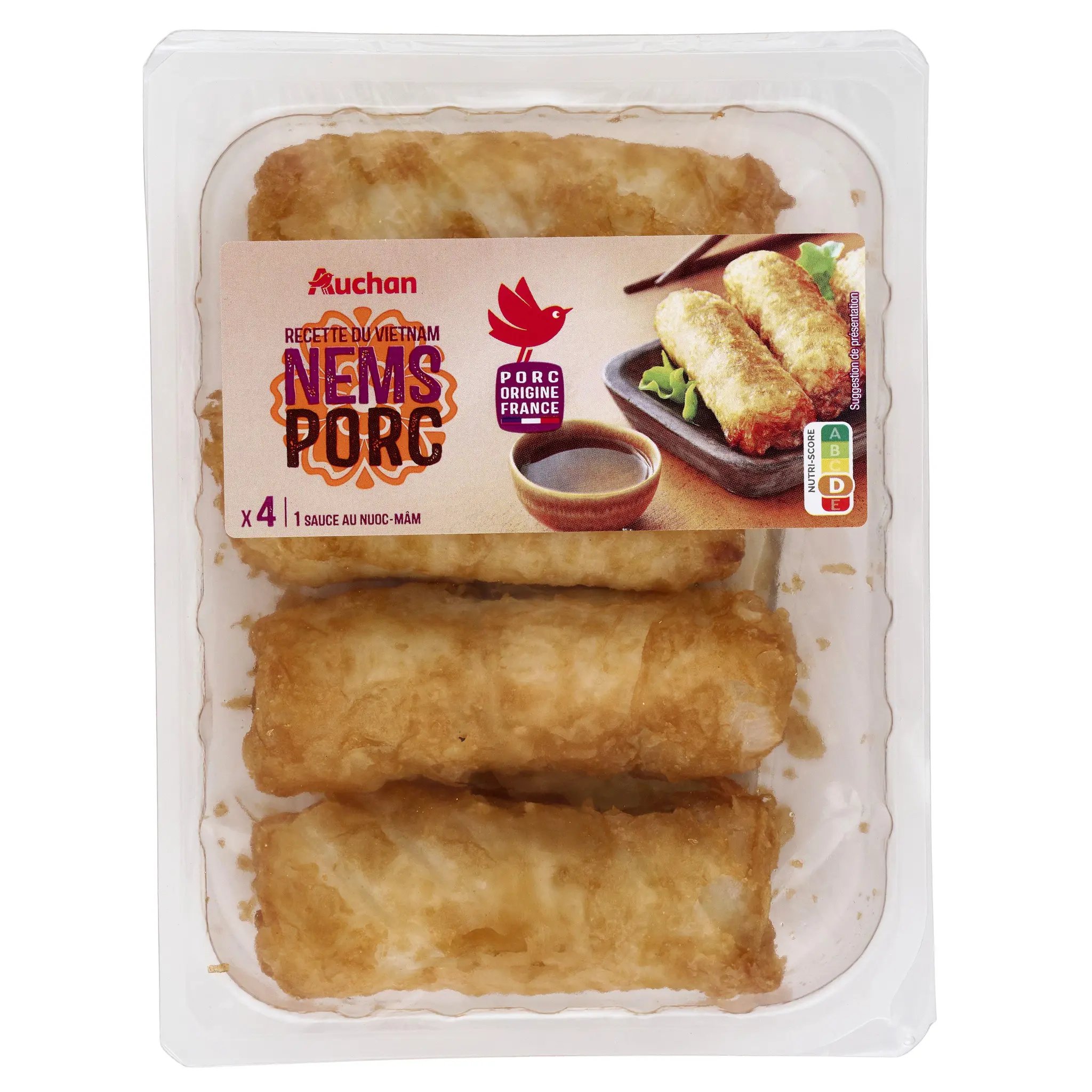 AUCHAN Nems porc avec sauce nuoc mâm