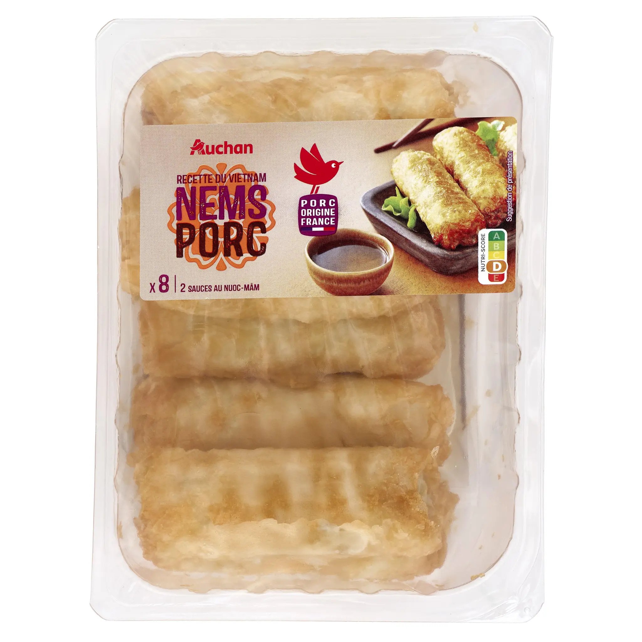 AUCHAN Nems porc avec 2 sauces nuoc mâm