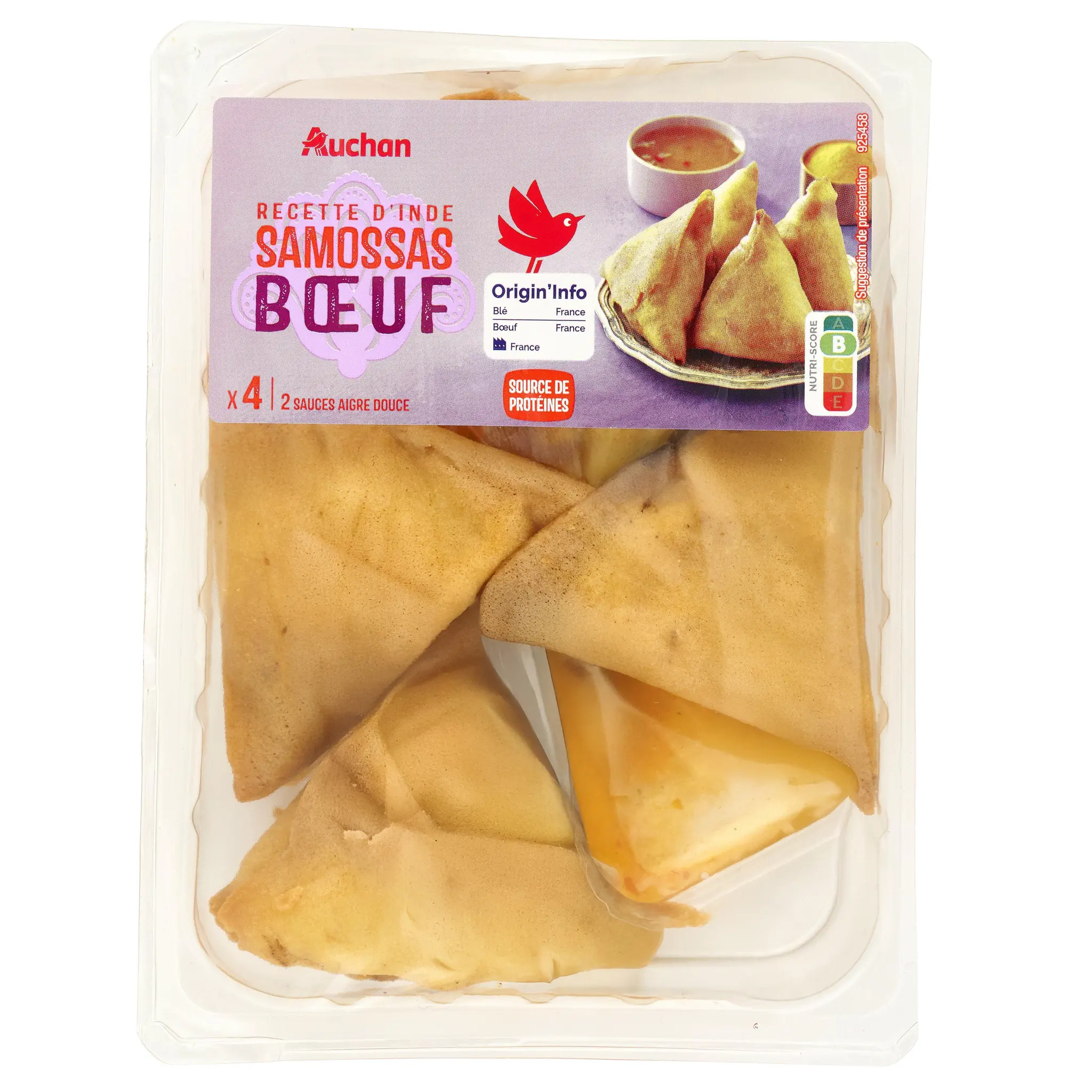 AUCHAN Samossas au boeuf avec 2 sauces aigre douce