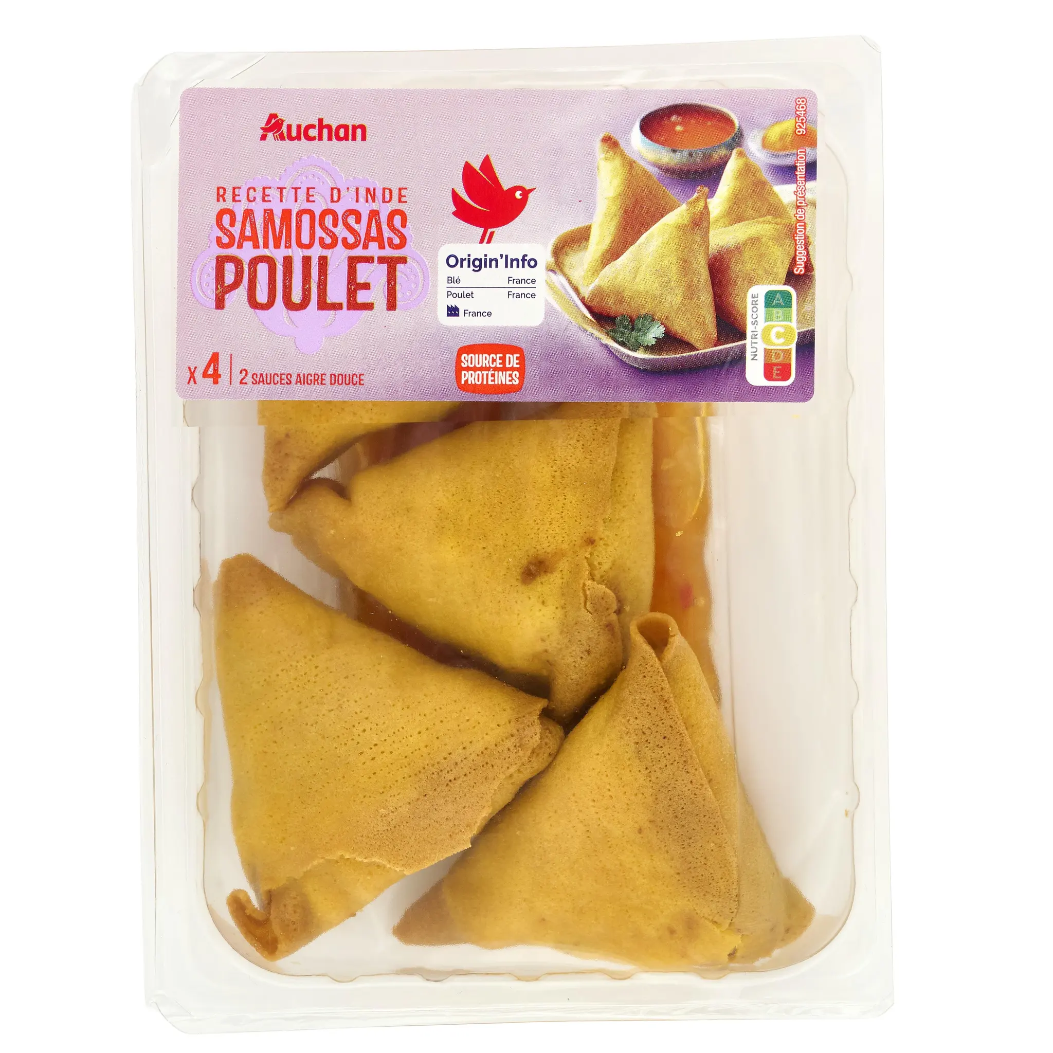 AUCHAN Samossas volaille avec 2 sauces nuoc mâm