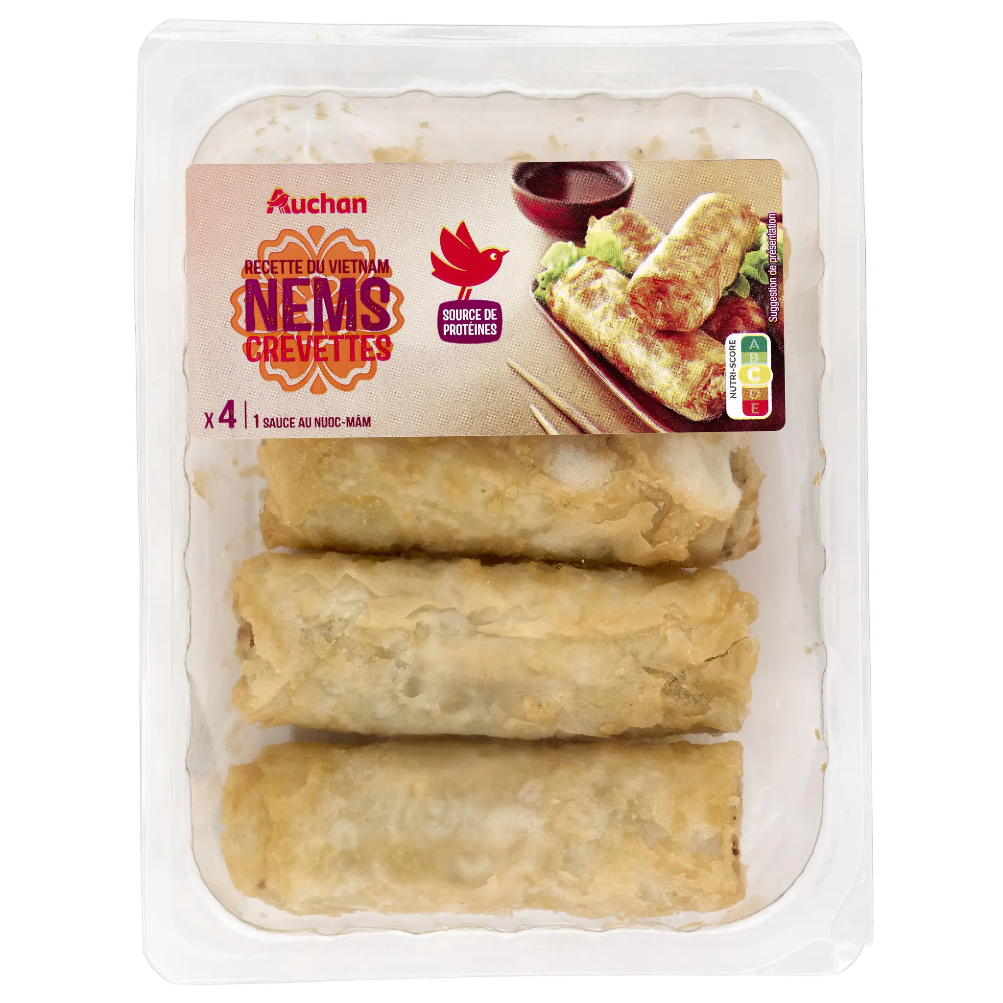 AUCHAN Nems crevettes cuisinés avec sauce nuoc mâm