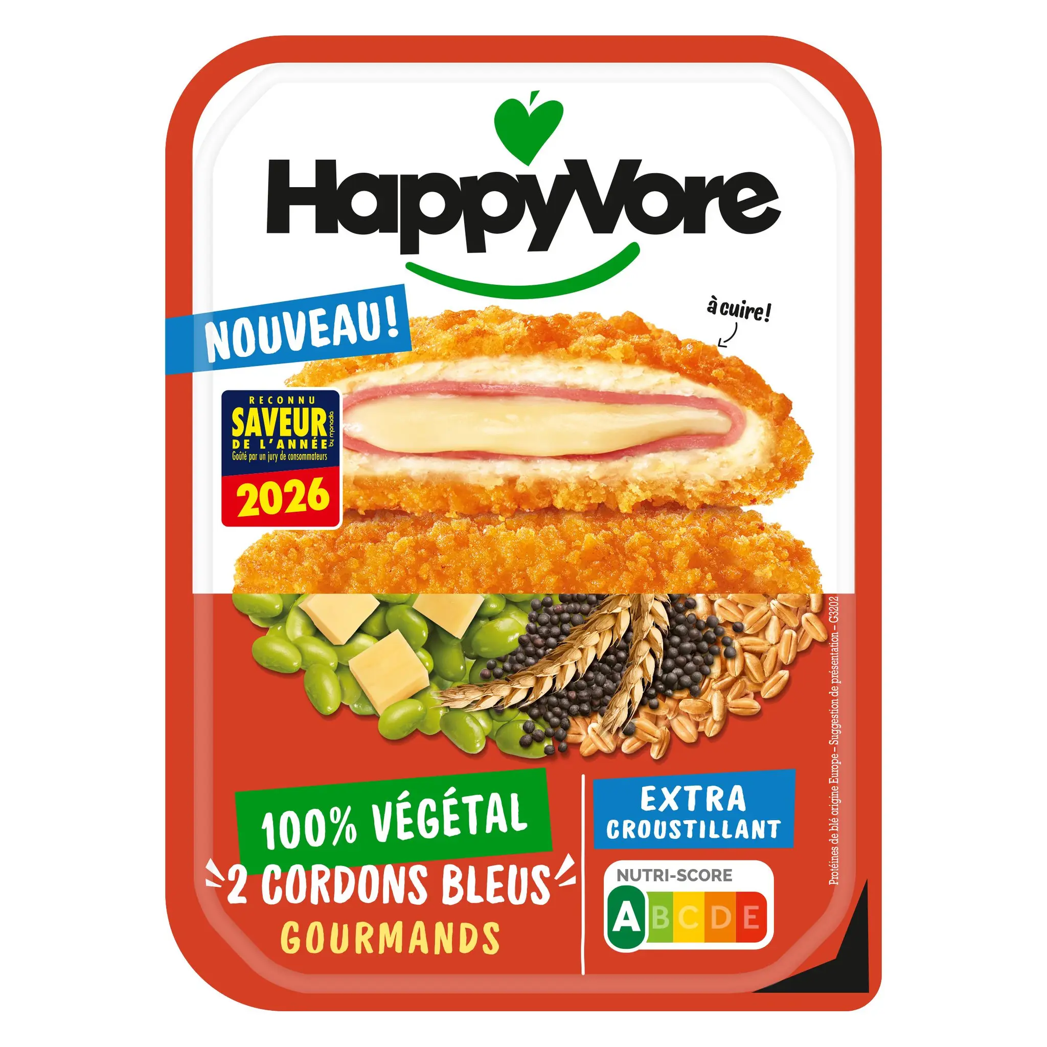 HAPPYVORE Cordon bleu végétal extra croustillant