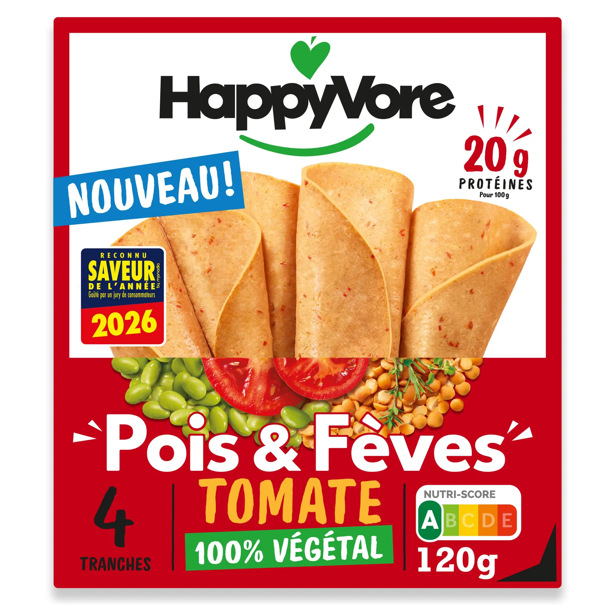 HAPPYVORE Tranches végétales pois & fèves tomate herbes de provence