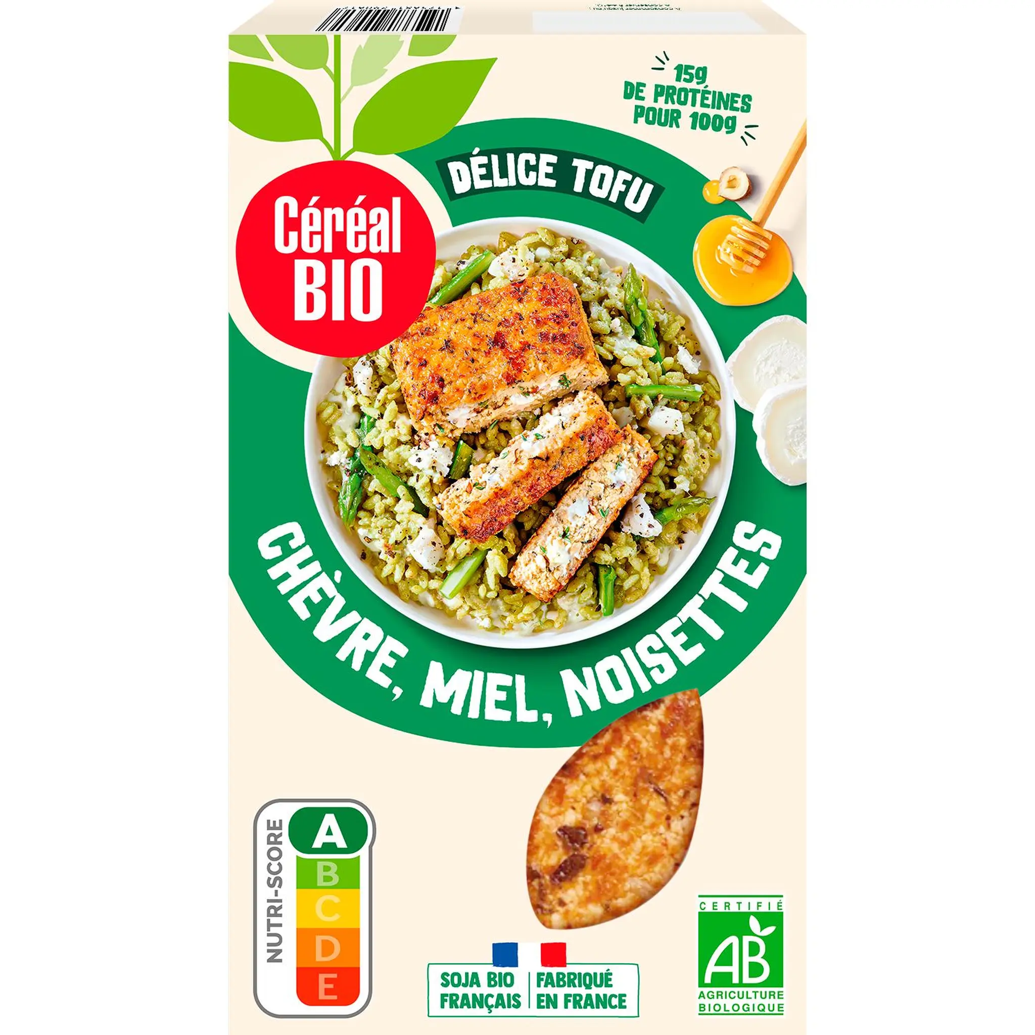 CÉRÉAL BIO Délice de tofu chèvre miel et noisettes