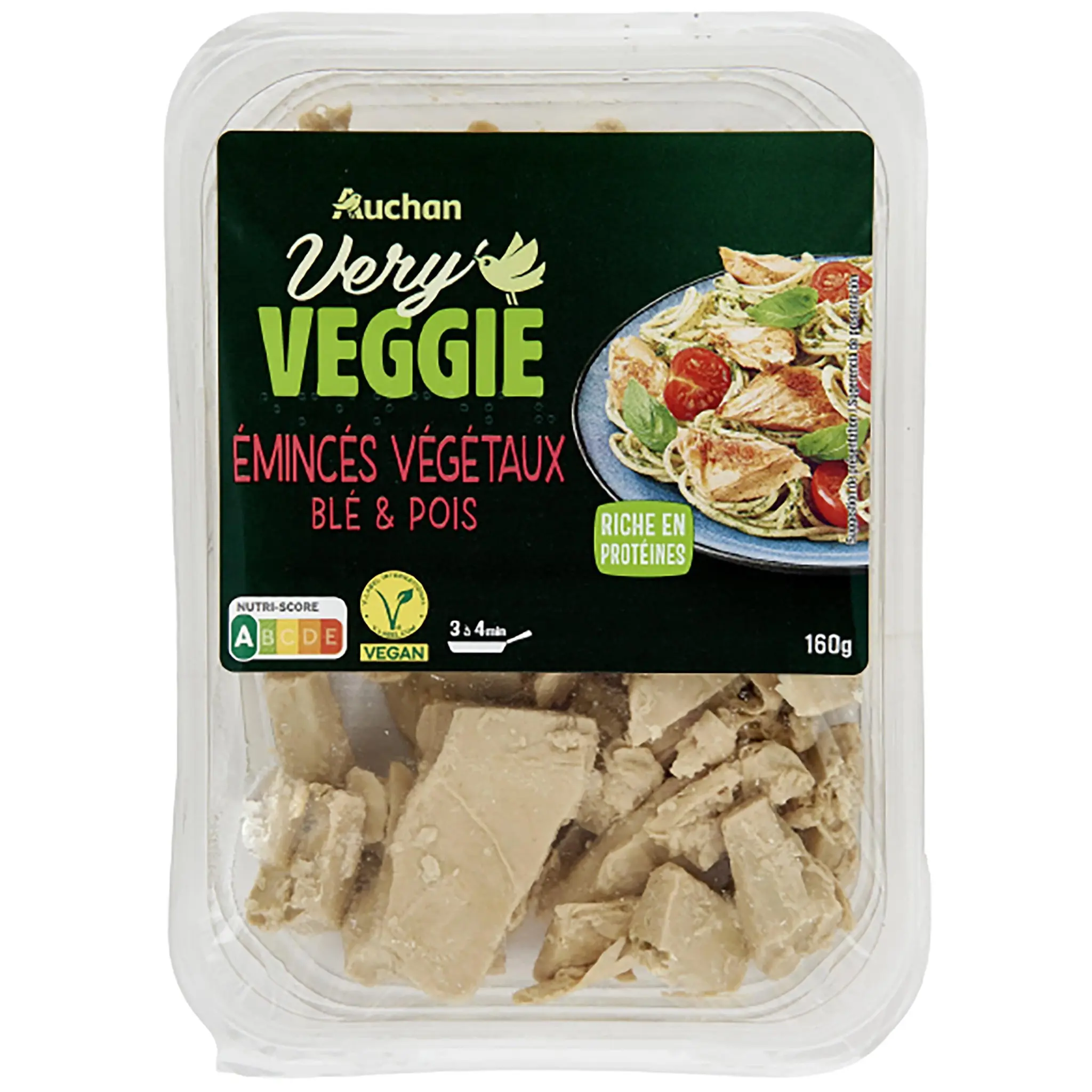 AUCHAN VERY VEGGIE Emincés végétaux blé et pois