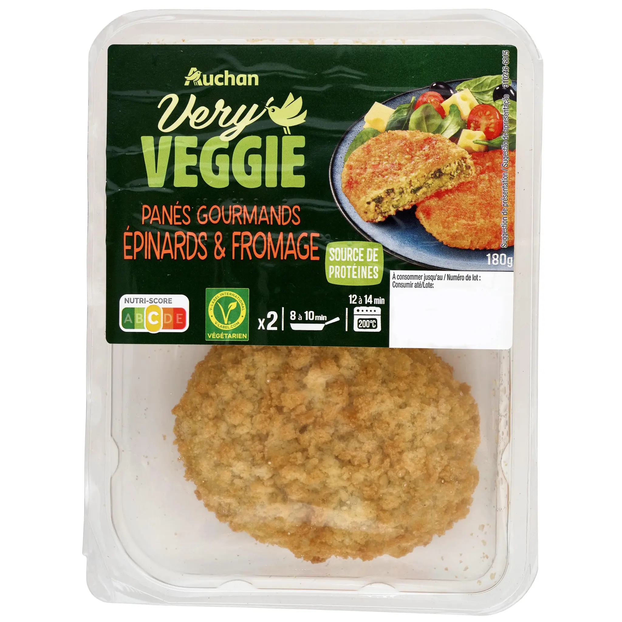AUCHAN VERY VEGGIE Veggie panés épinard