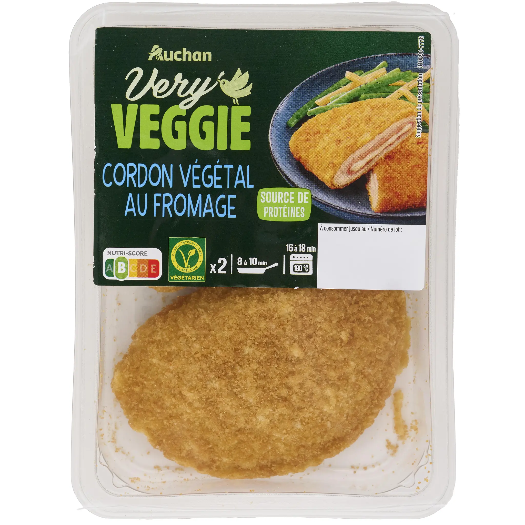 AUCHAN Veggie cordon végétal au fromage