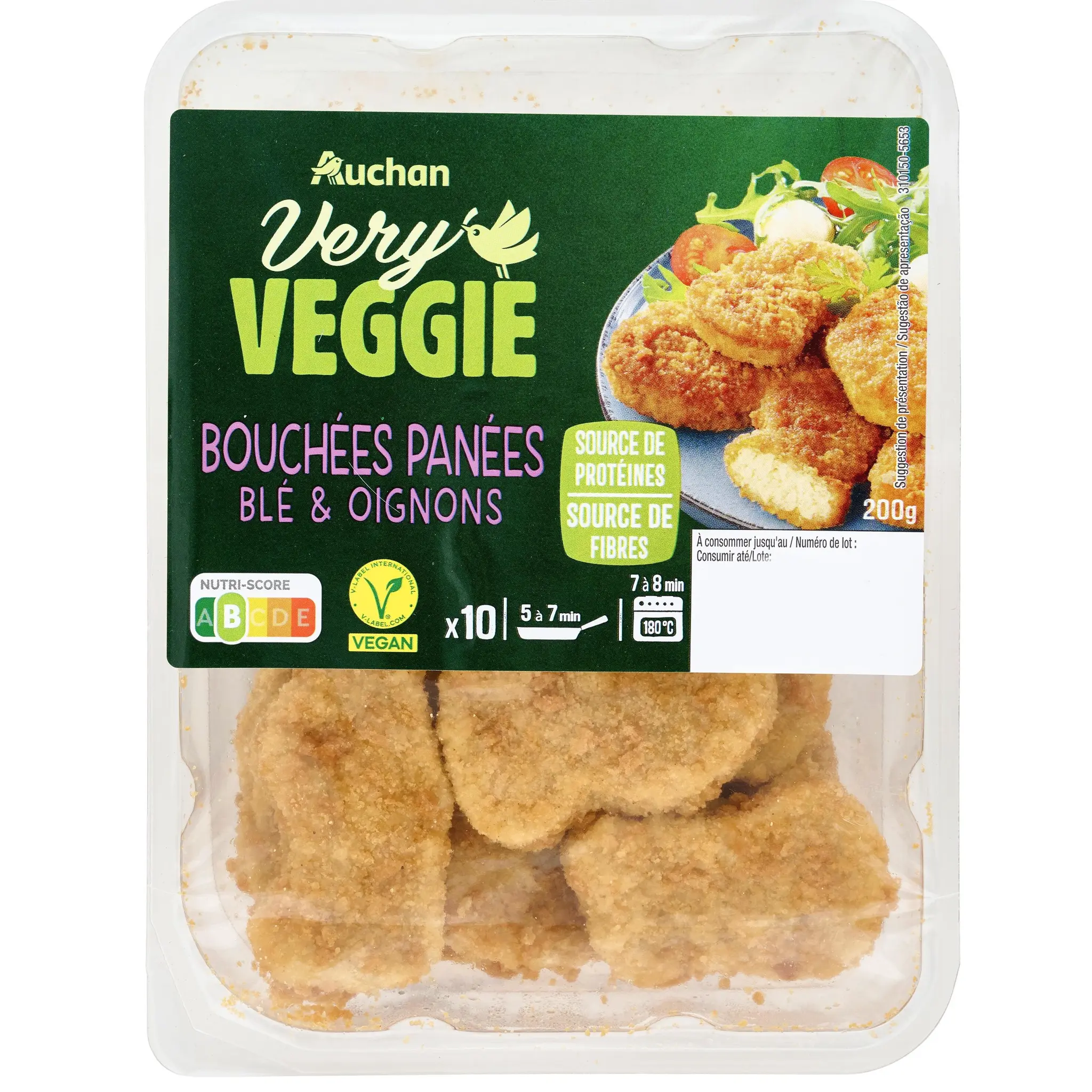 AUCHAN VERY VEGGIE Veggie bouchées blé et oignons
