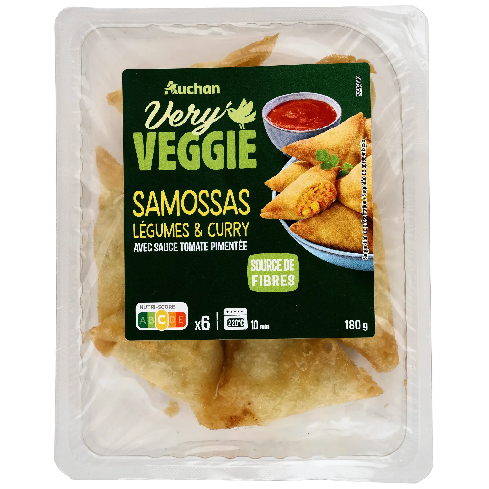 AUCHAN VERY VEGGIE Samossas veggie aux légumes et curry