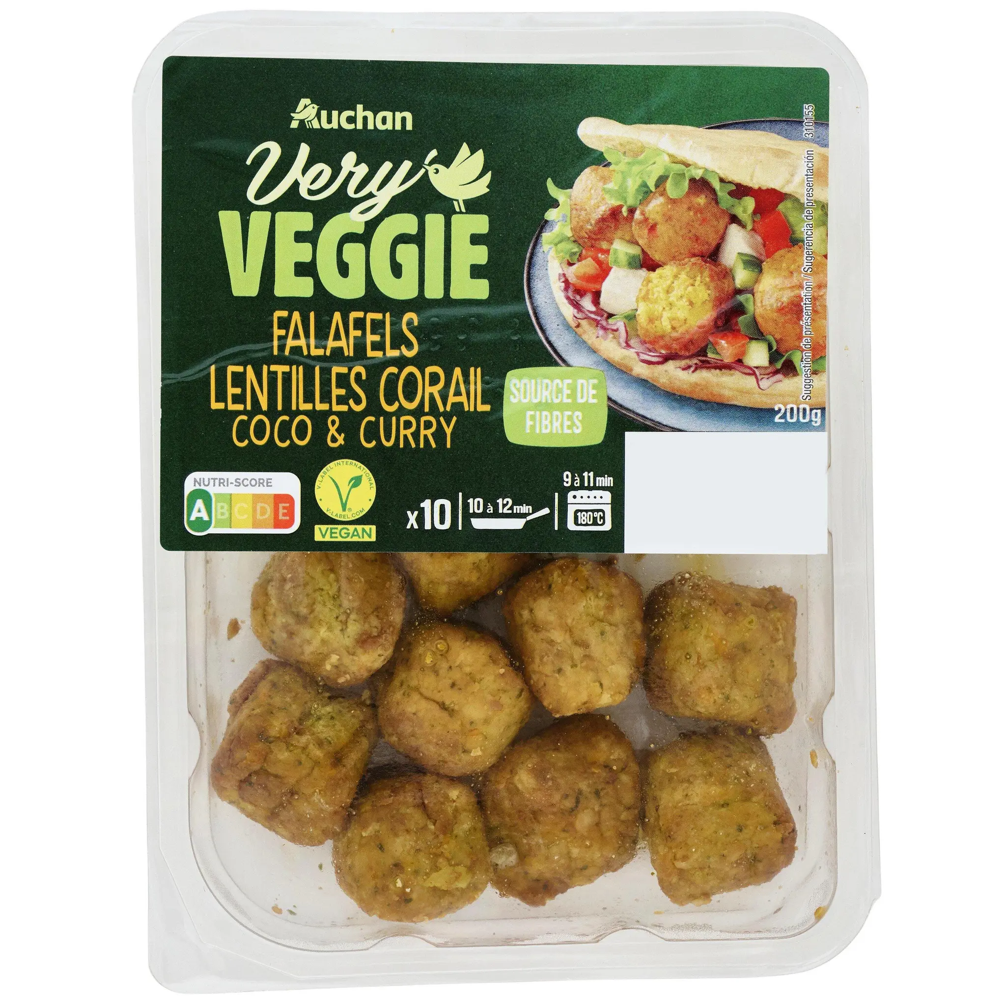 AUCHAN VERY VEGGIE Falafels de lentilles corail coco et curry