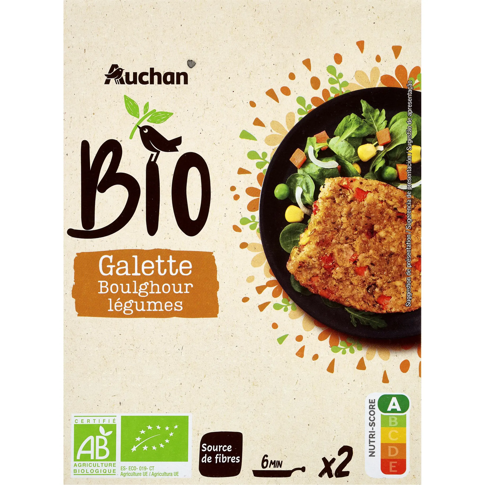 AUCHAN BIO Galette boulghour légumes