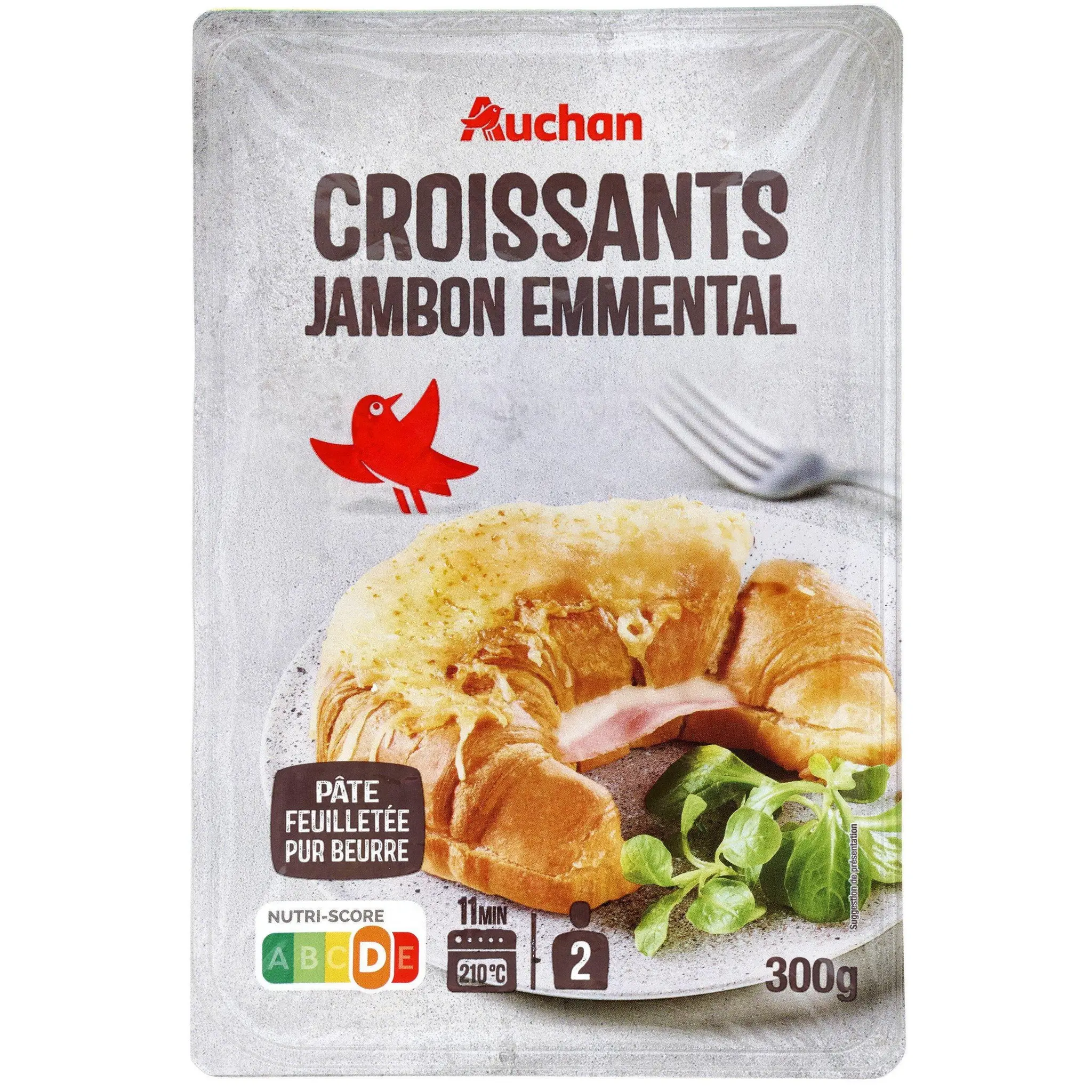 AUCHAN Croissants au jambon et à l'emmental