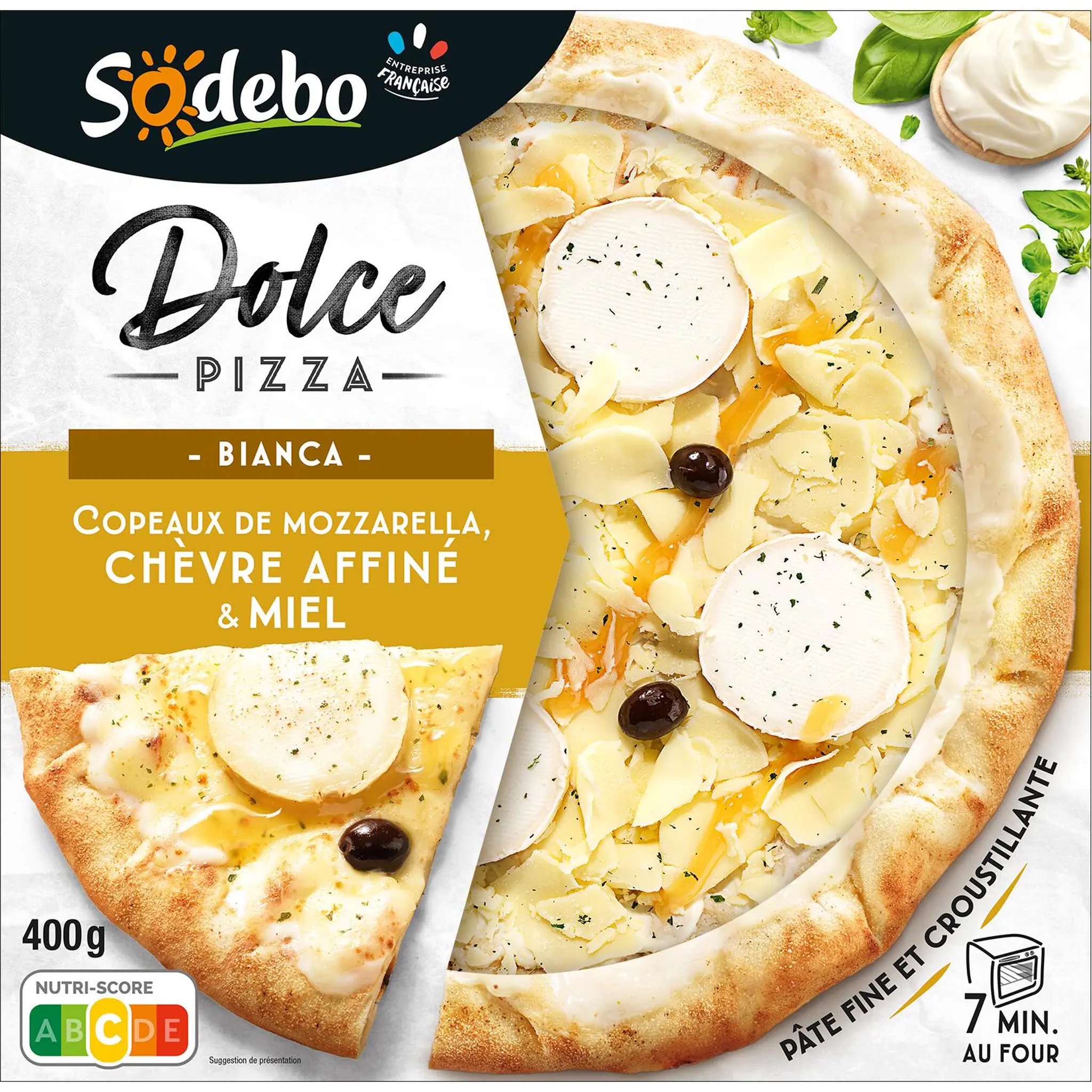SODEBO Dolce pizza bianca mozzarella chèvre et miel