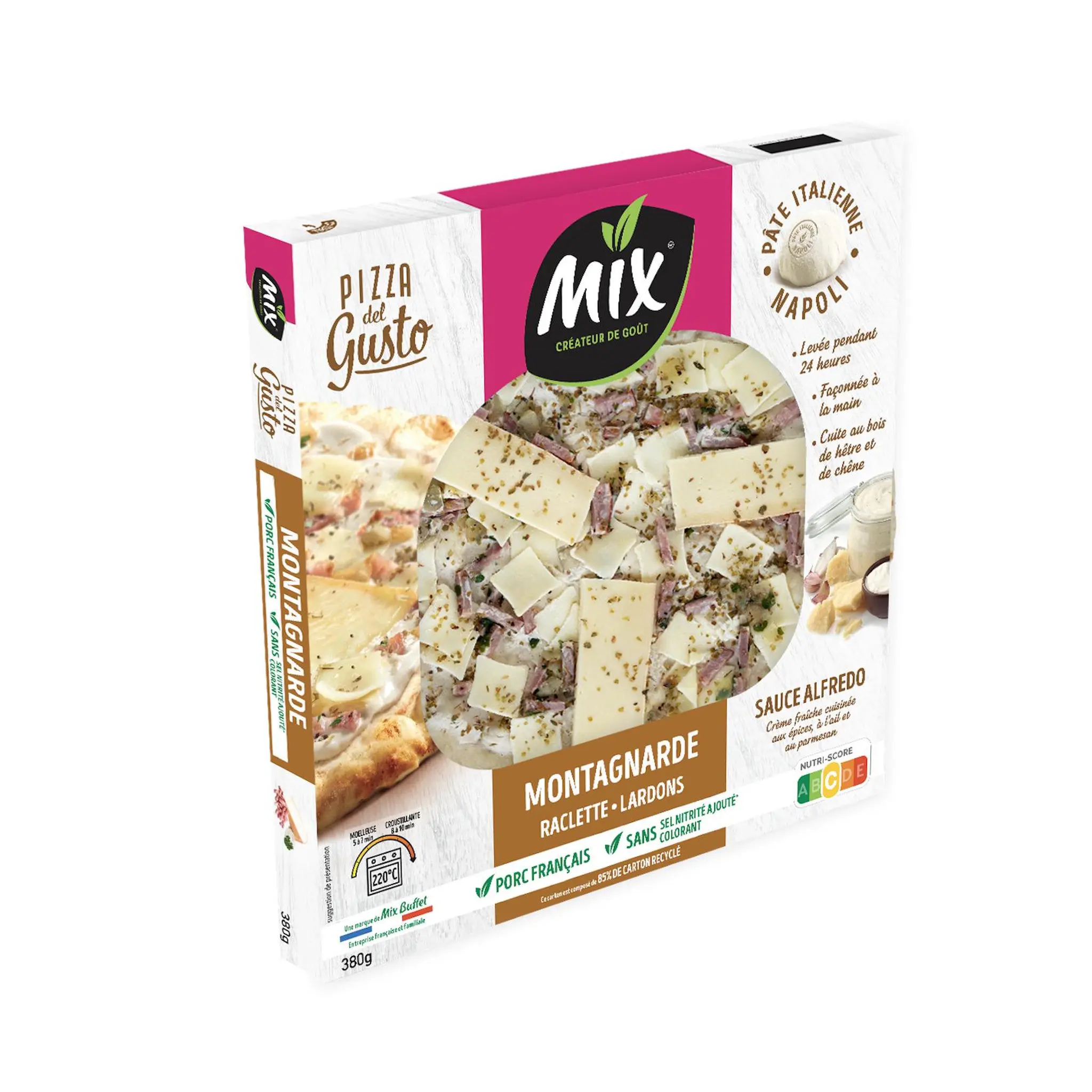MIX Pizza del gusto montagnarde raclette lardons sauce alfredo