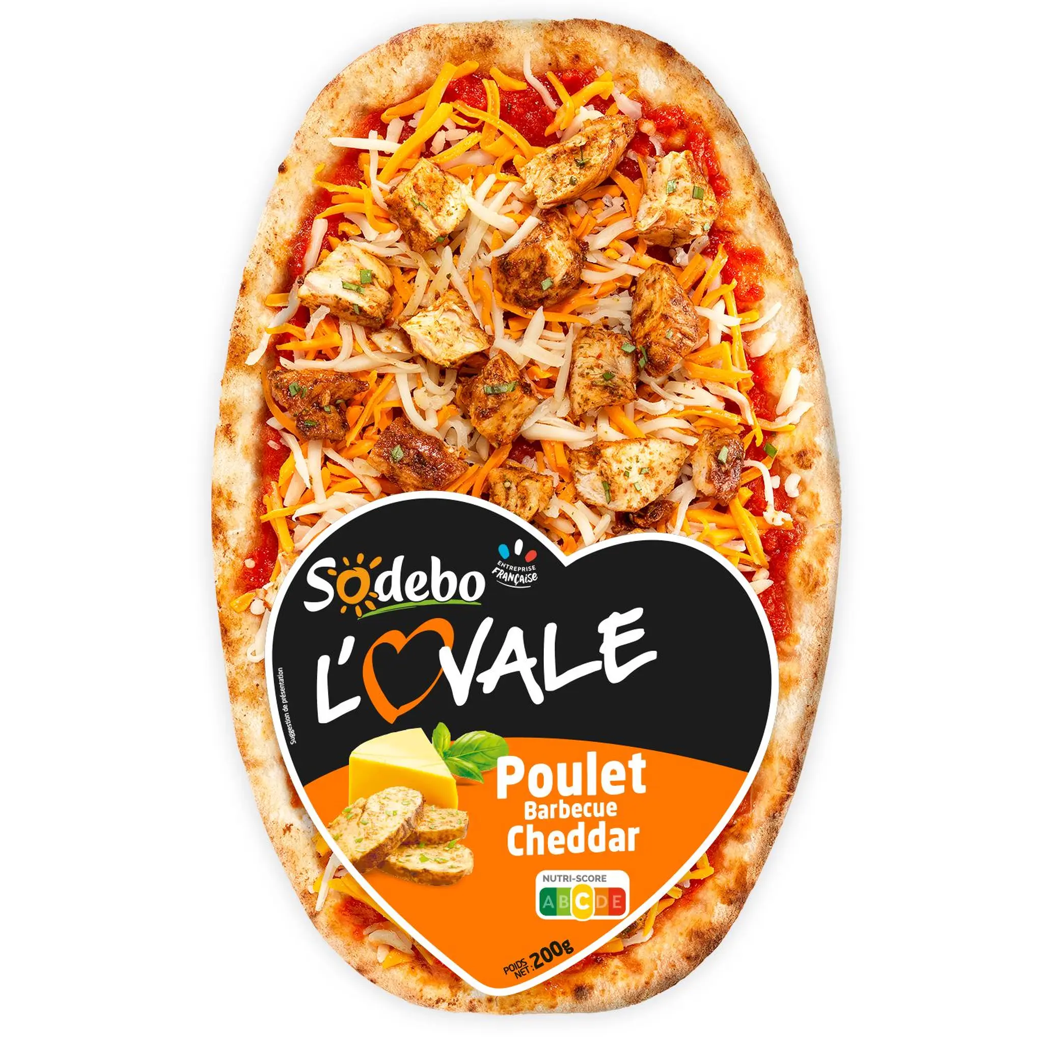 SODEBO Pizza l'Ovale poulet barbecue cheddar