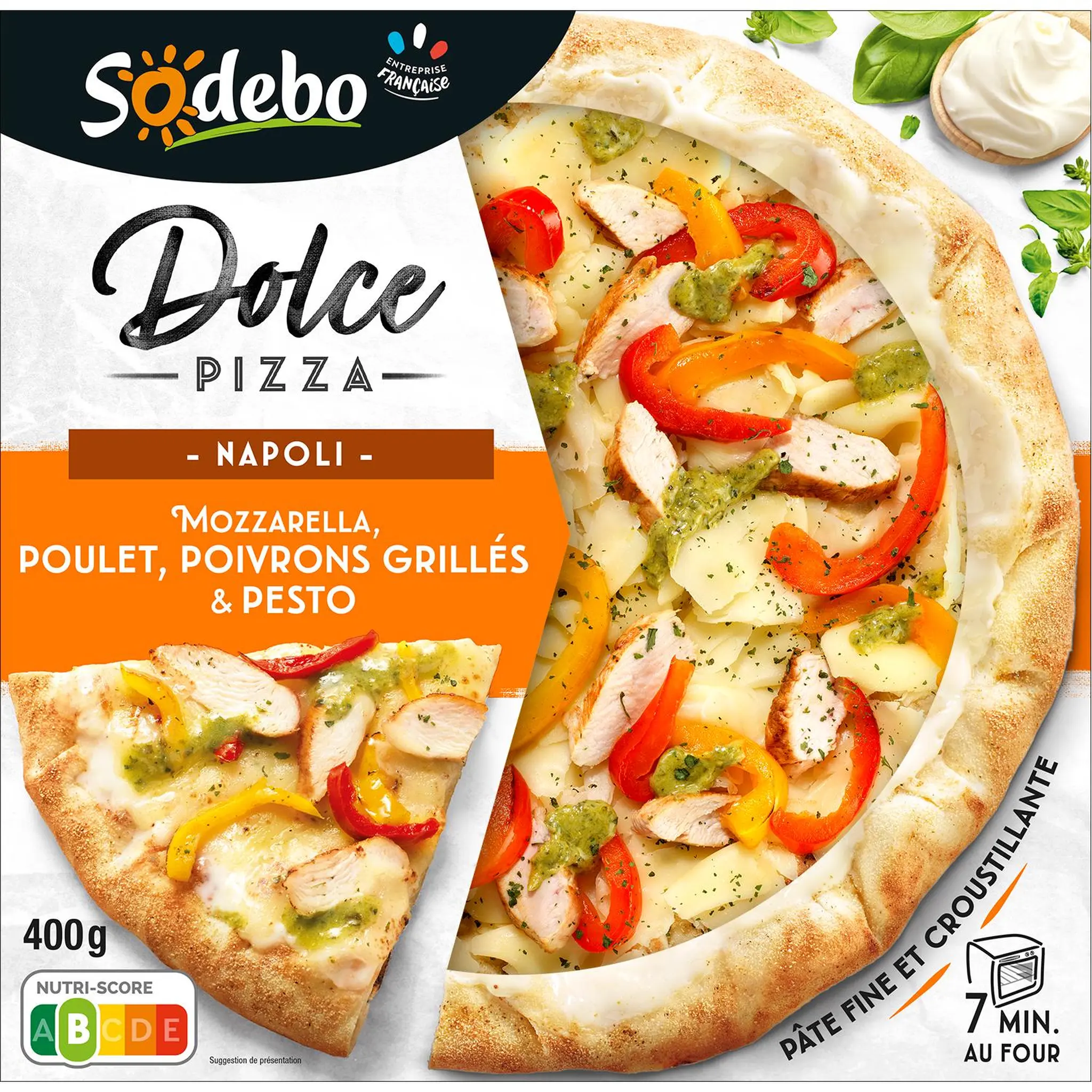 SODEBO Pizza dolce napoli poulet, poivrons grillés et crème de parmesan