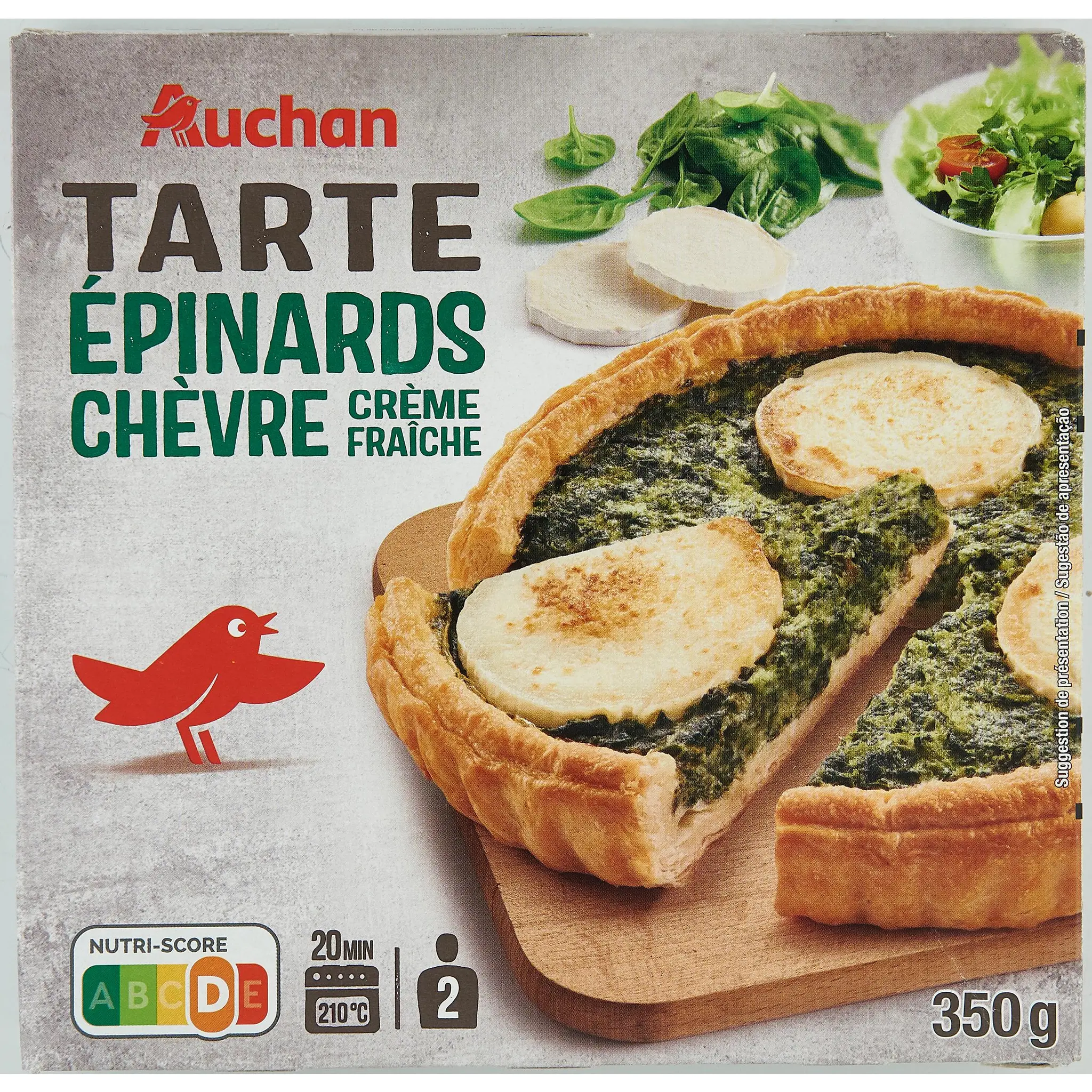 AUCHAN Tarte au chèvre et aux épinards à la crème fraîche