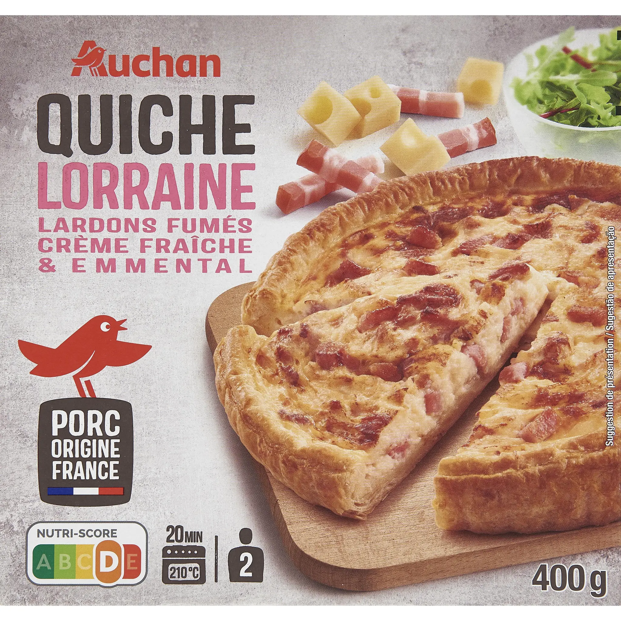 AUCHAN Quiche Lorraine aux lardons fumés et emmental