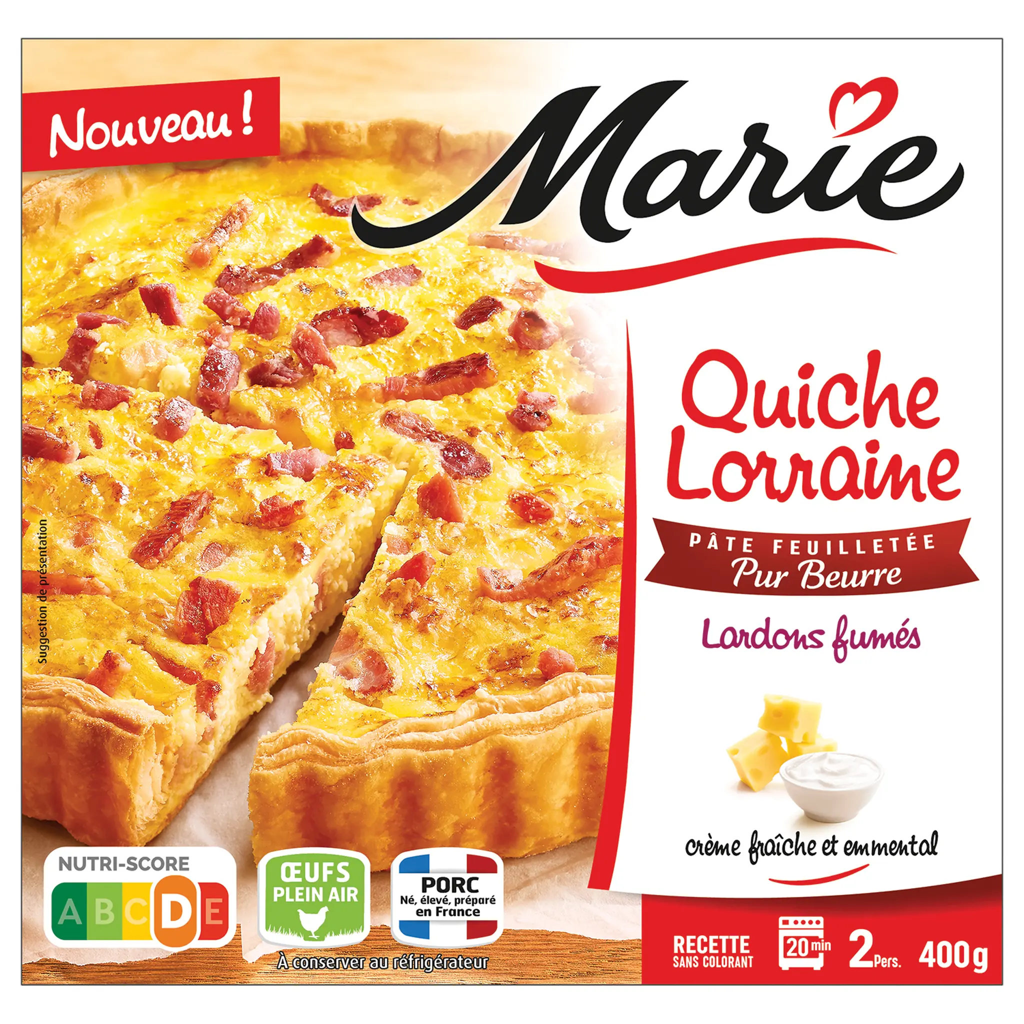 MARIE Quiche Lorraine aux lardons fumés crème fraîche et emmental