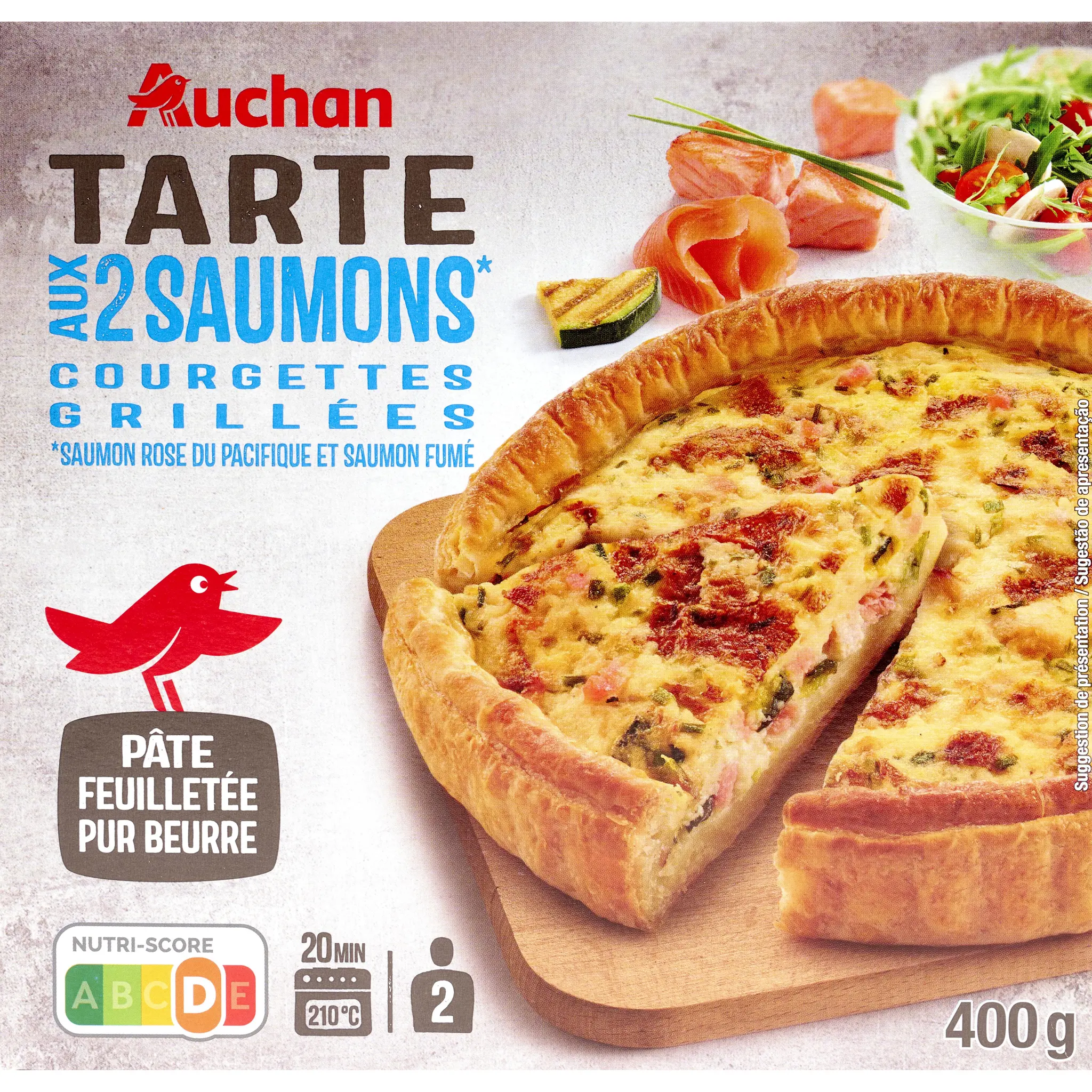 AUCHAN Tarte aux saumons et courgettes grillées