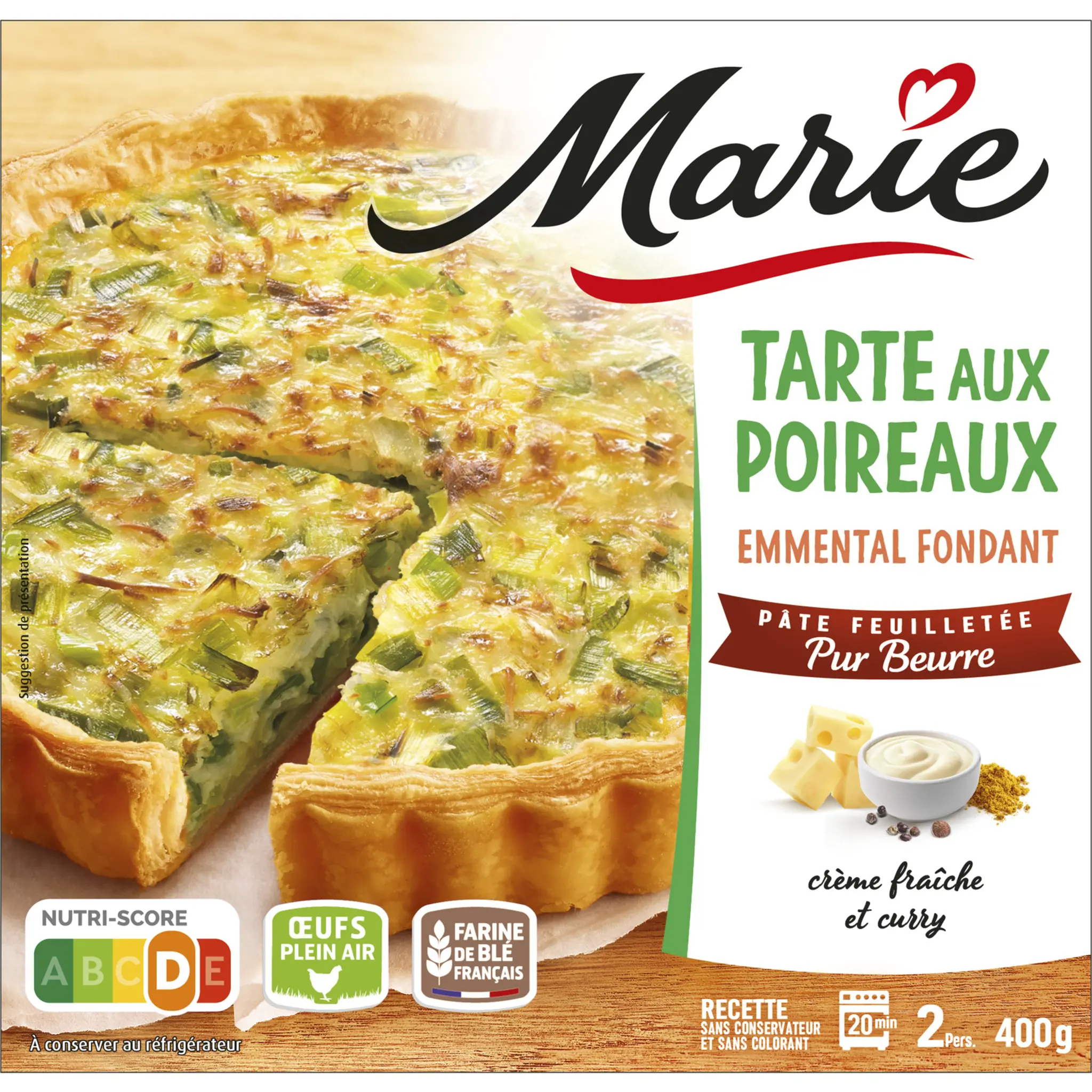 MARIE Tarte poireaux emmental fondant touche de crème fraîche