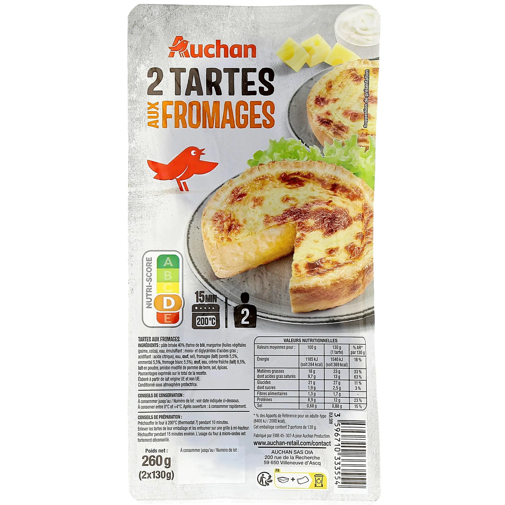 AUCHAN Tarte aux fromages