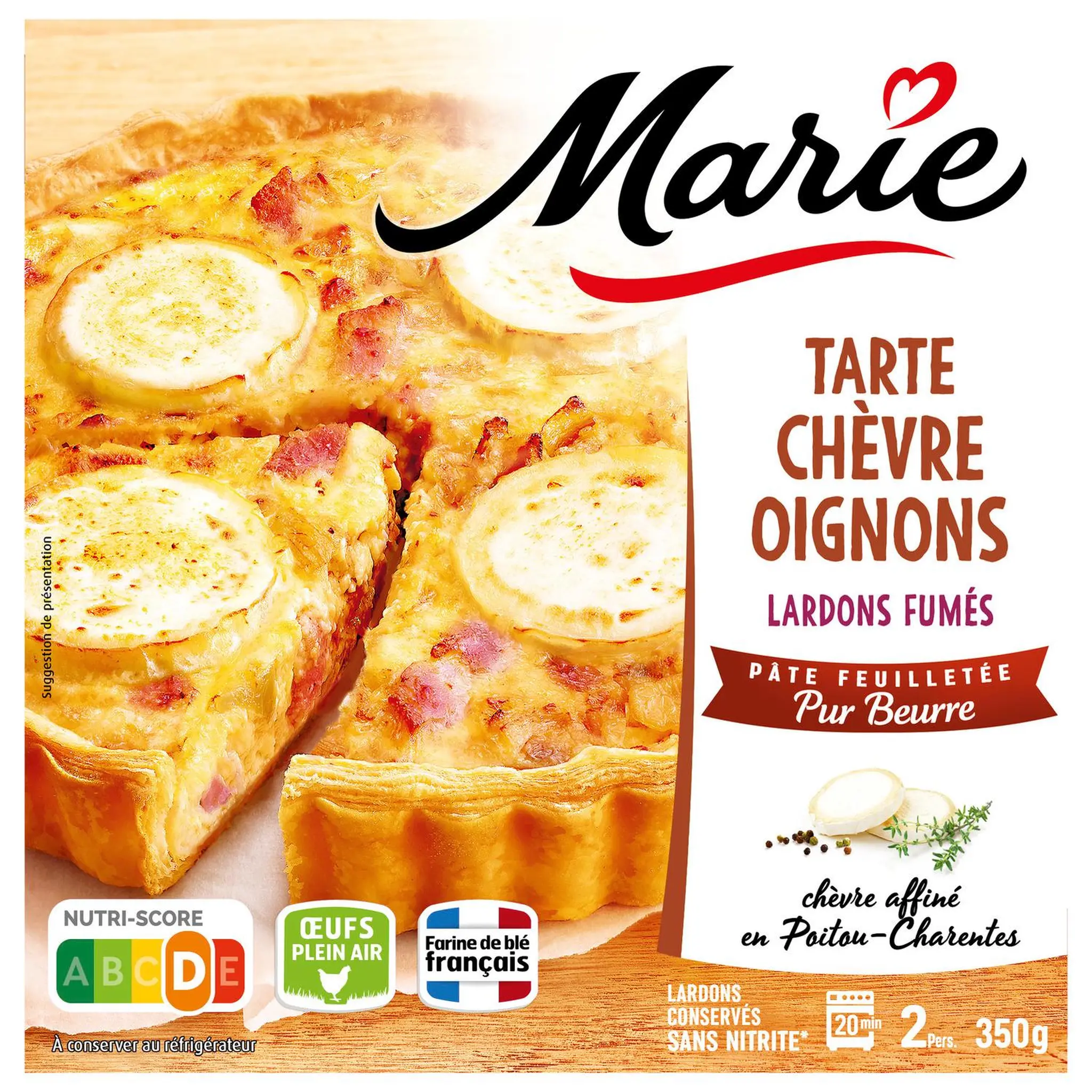 MARIE Tarte chèvre oignons lardons fumés