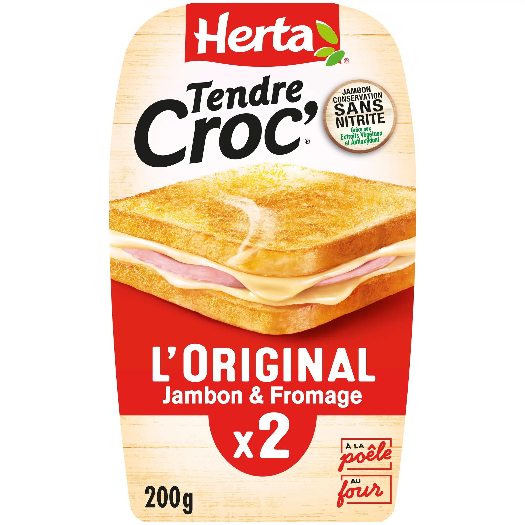 HERTA Tendre Croc' l'original jambon et fromage sans nitrite