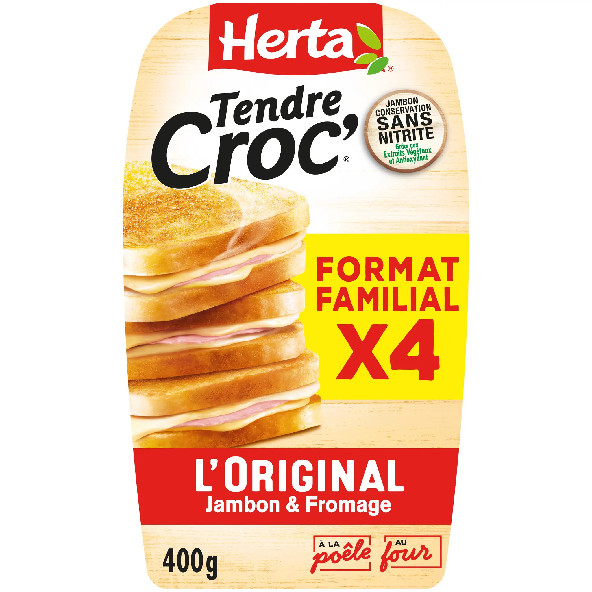 HERTA Tendre Croc' l'original jambon et fromage sans nitrite