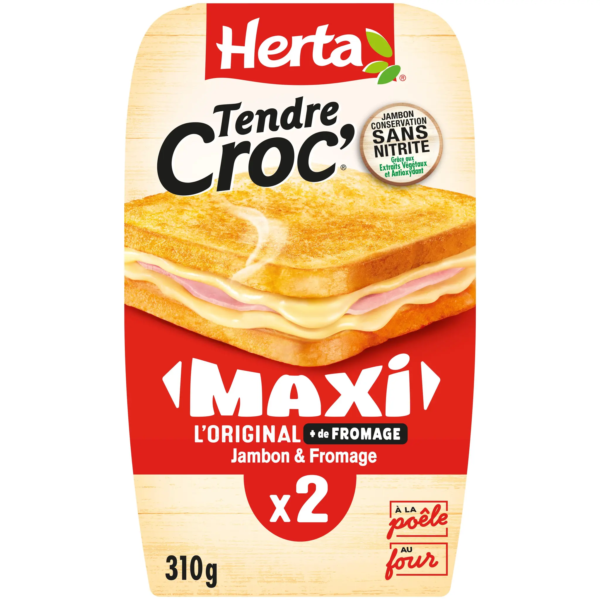 HERTA Tendre Croc' Maxi l'Original jambon fromage sans nitrite