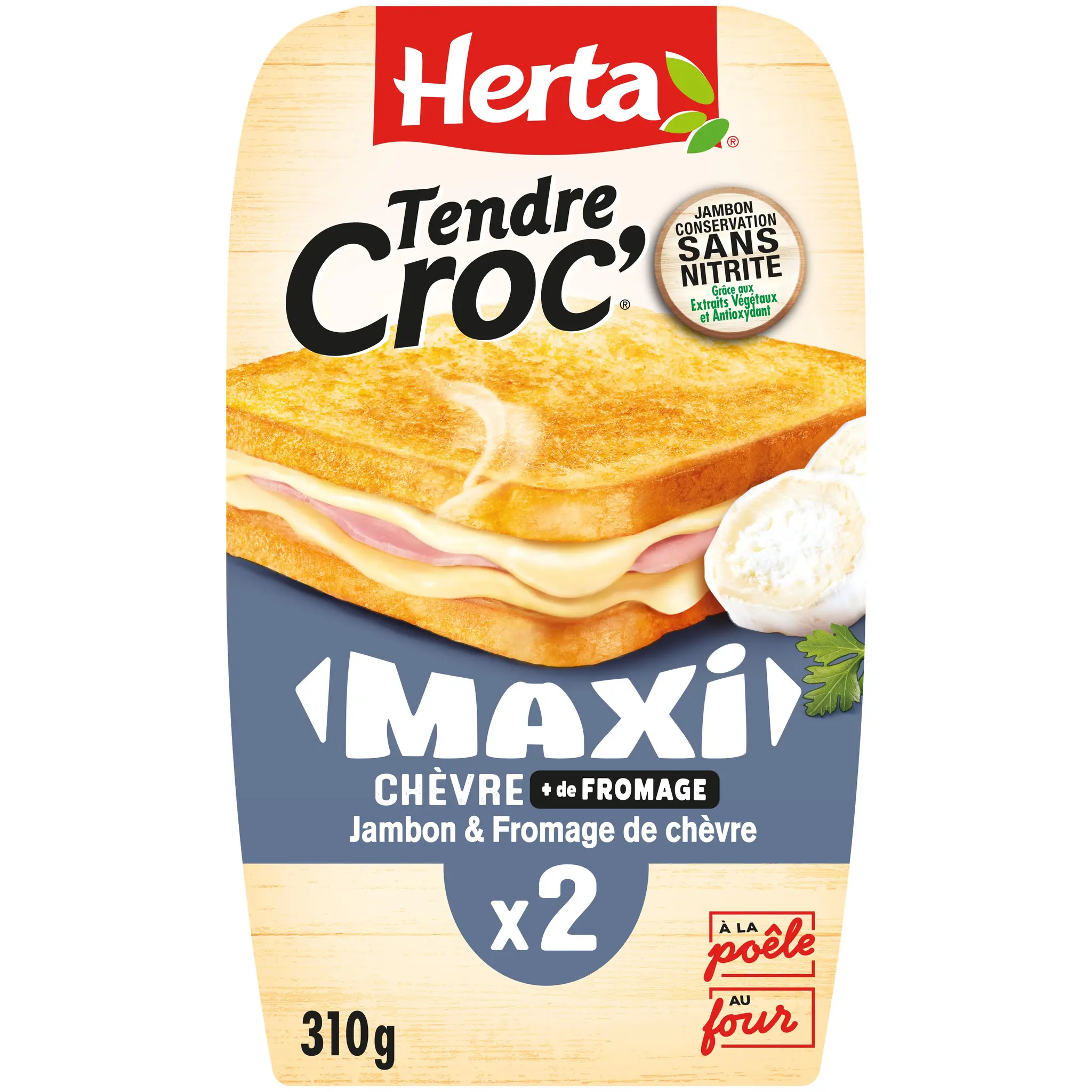 HERTA Croque monsieur maxi fromage de chèvre et jambon