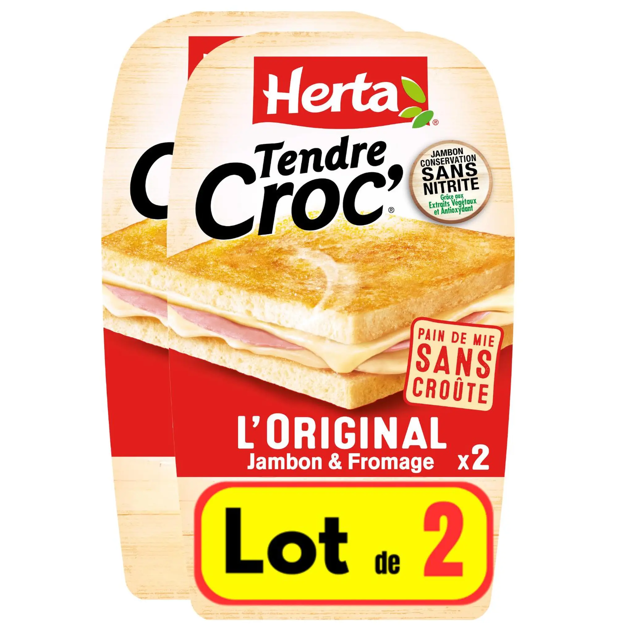 HERTA Tendre Croc' jambon fromage sans croûte
