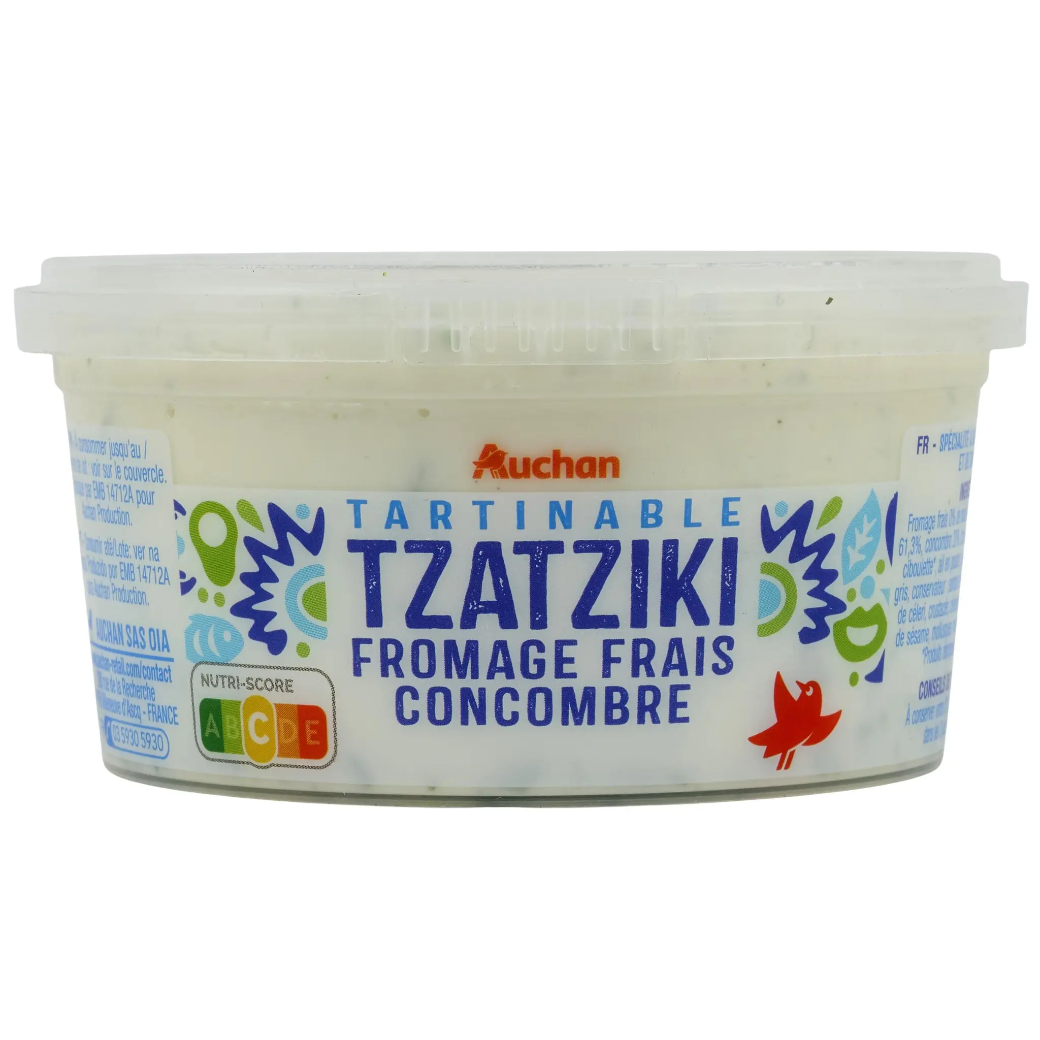 AUCHAN Tartinable tzatziki fromage frais et concombre
