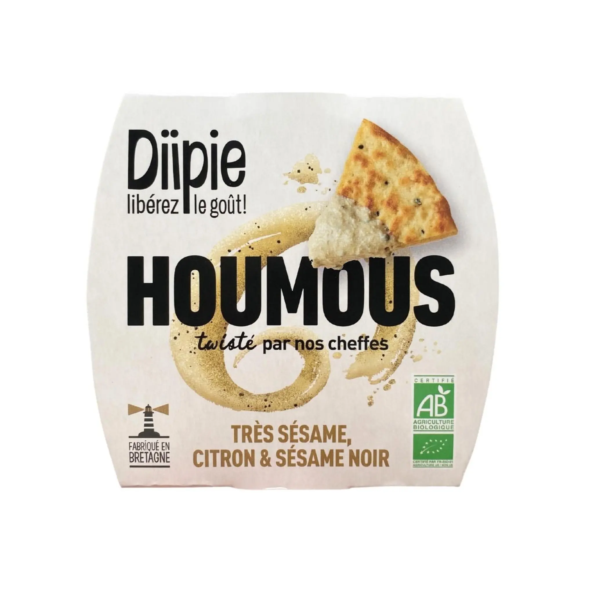 DIIPIE Houmous très sésame, citron et sésame noir bio
