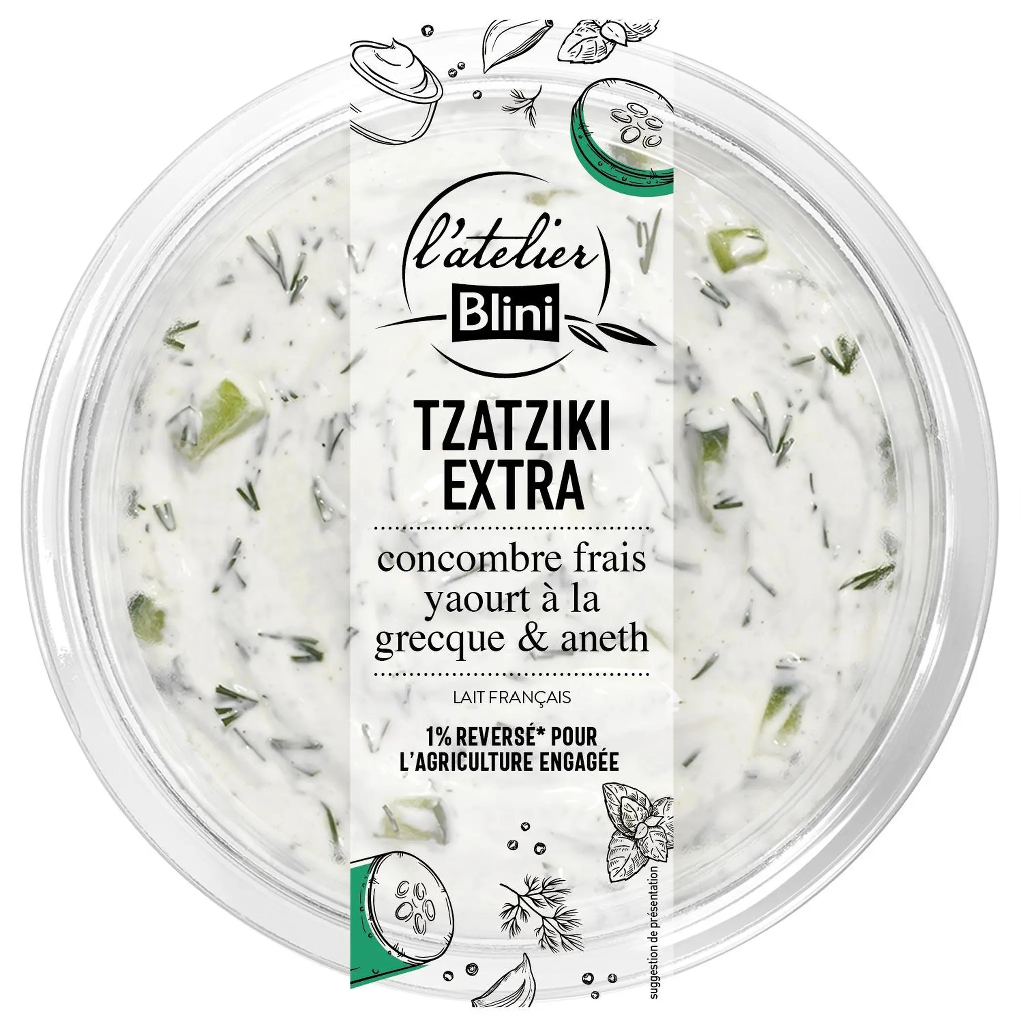 L'ATELIER BLINI Tzatziki concombre frais yaourt à la grecque et aneth