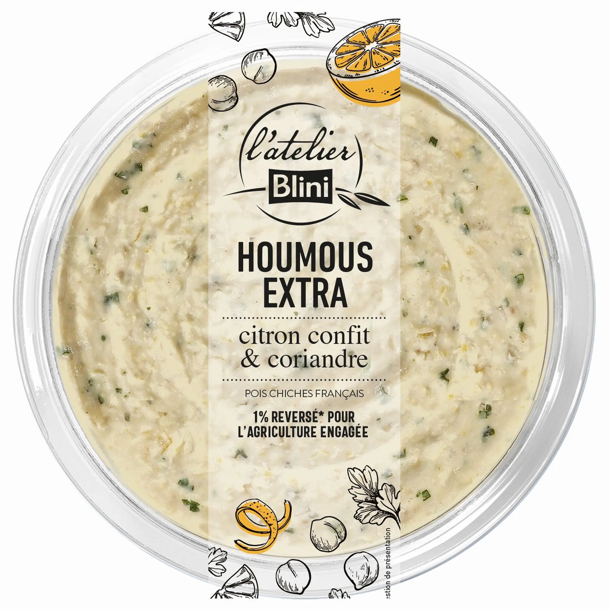 L'ATELIER BLINI Houmous extra citron confit et coriandre