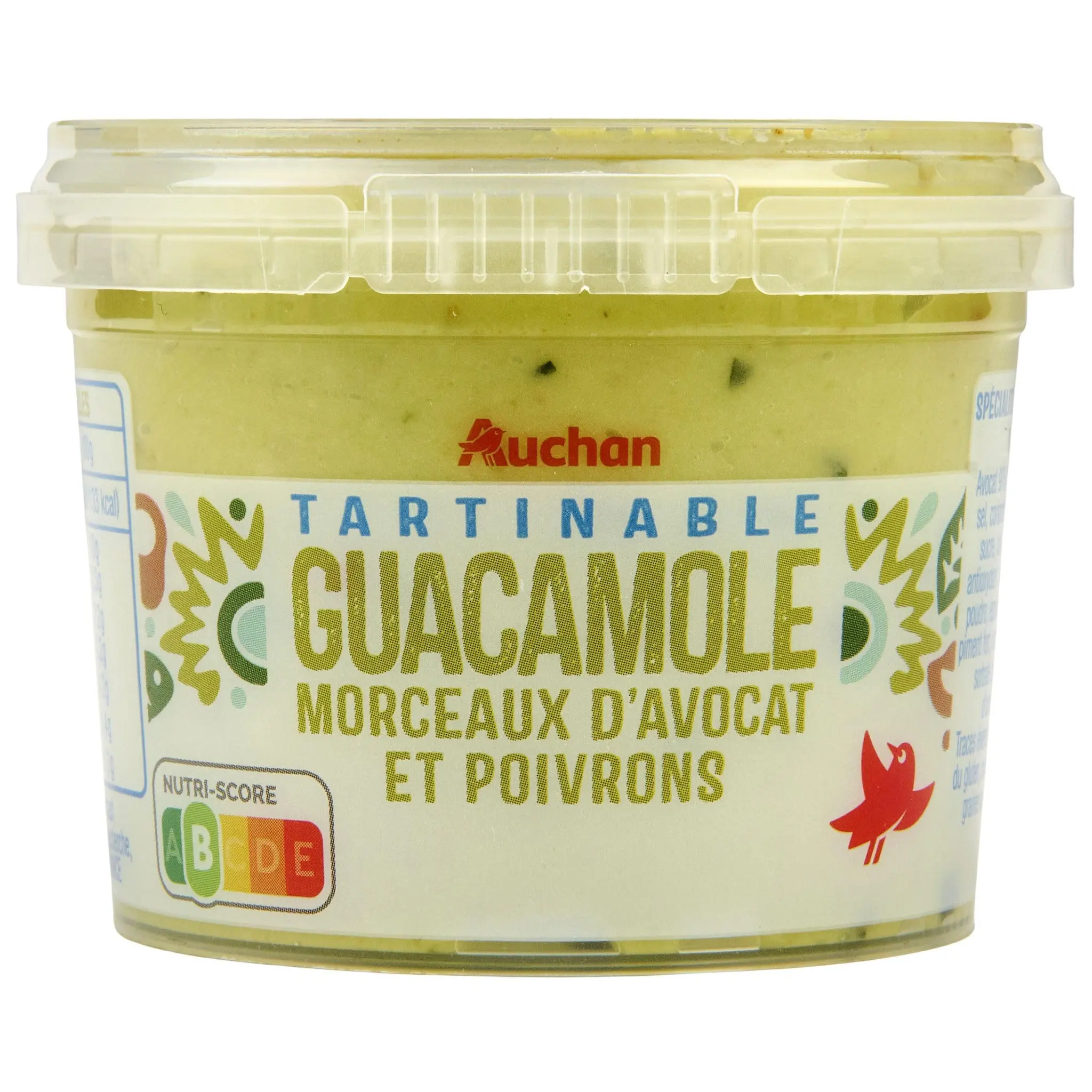 AUCHAN Tartinable guacamole morceaux d'avocats et de poivrons