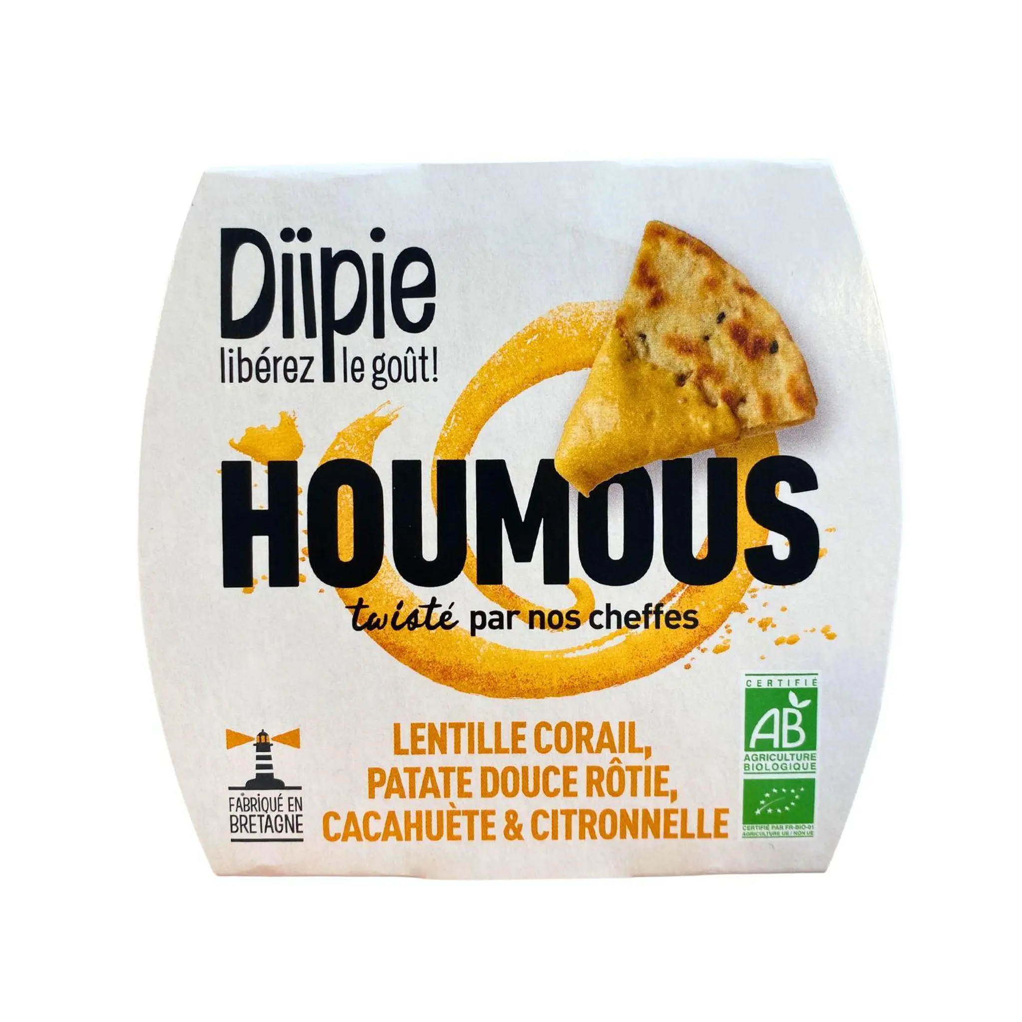 DIIPIE Houmous lentille corail, patate douce rôtie, cacahuète et citronnelle bio