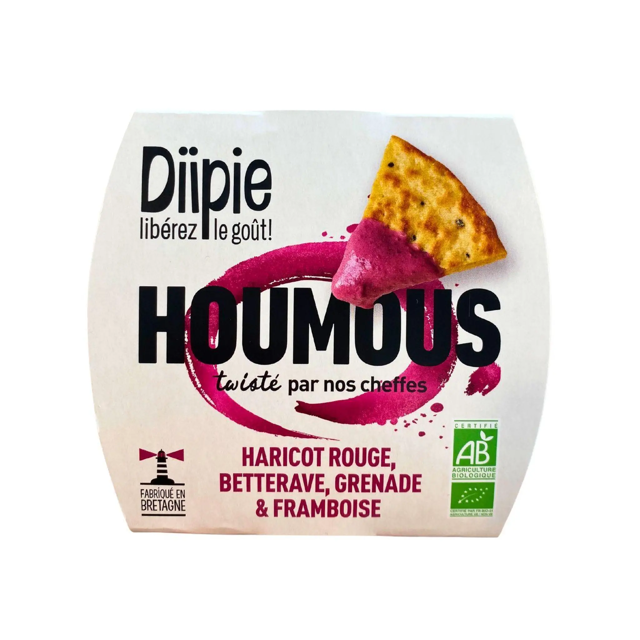 DIIPIE Houmous haricot rouge, betterave, grenade et framboise bio