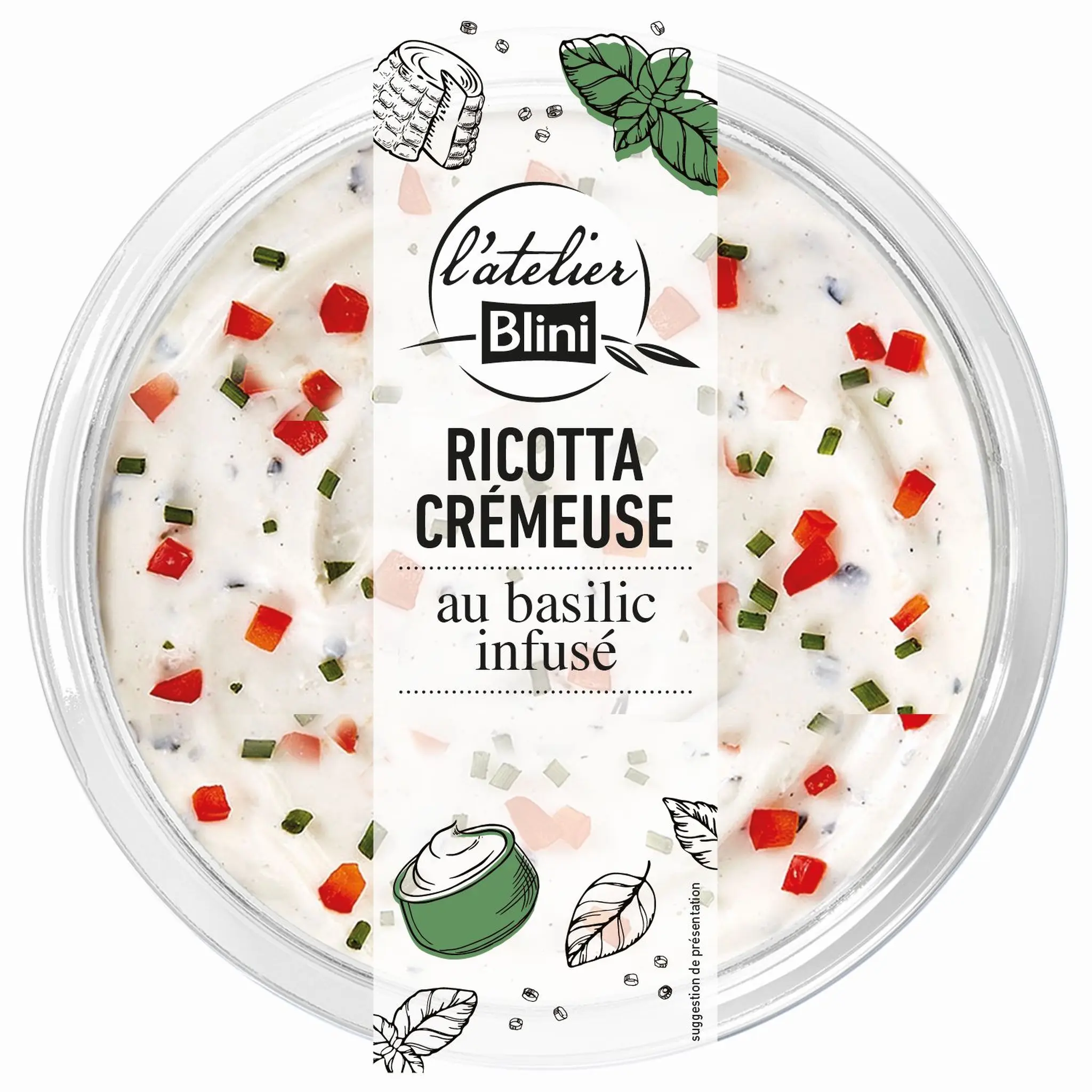 L'ATELIER BLINI Ricotta crémeuse au basilic infusé