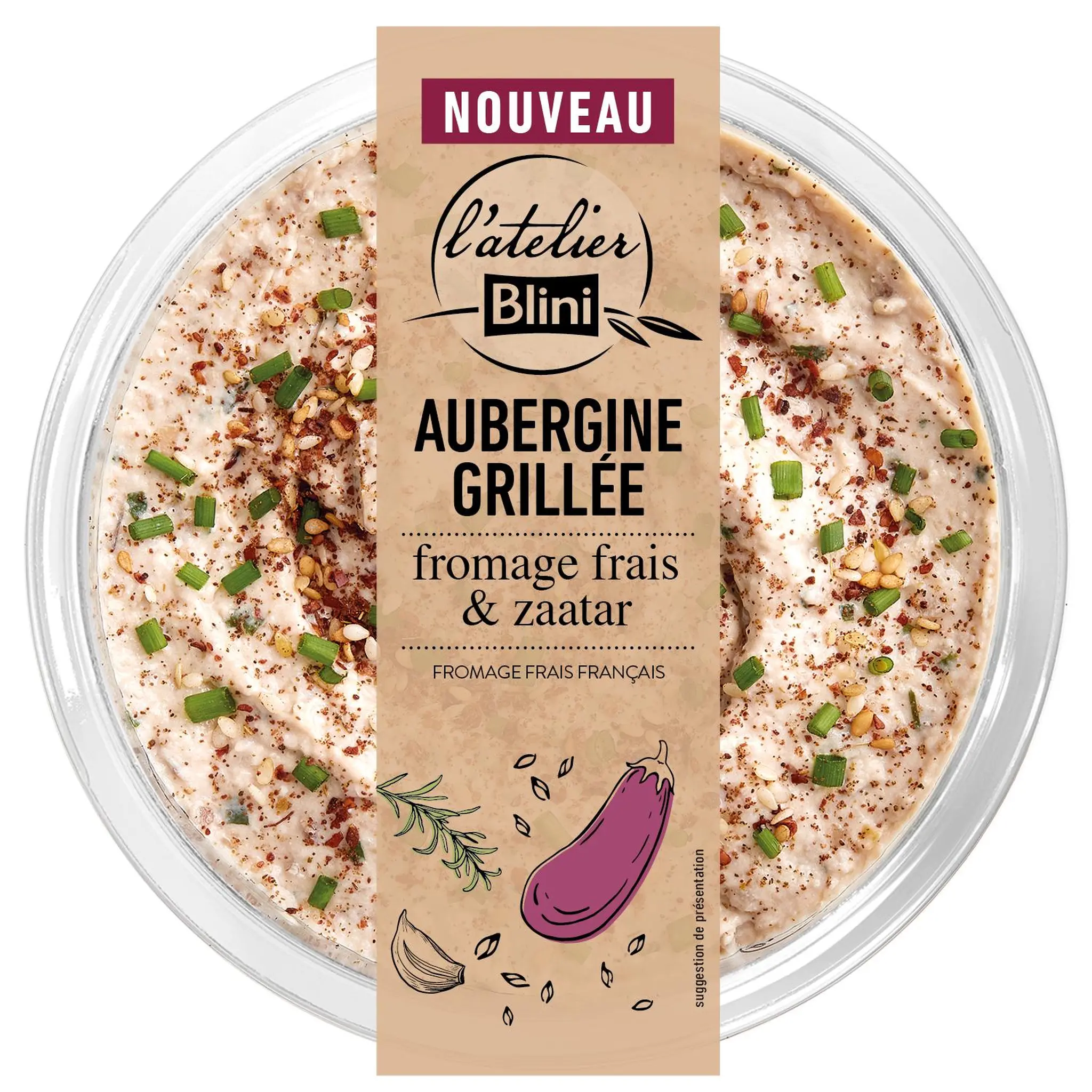 L'ATELIER BLINI Aubergine grillée fromage frais et zaatar