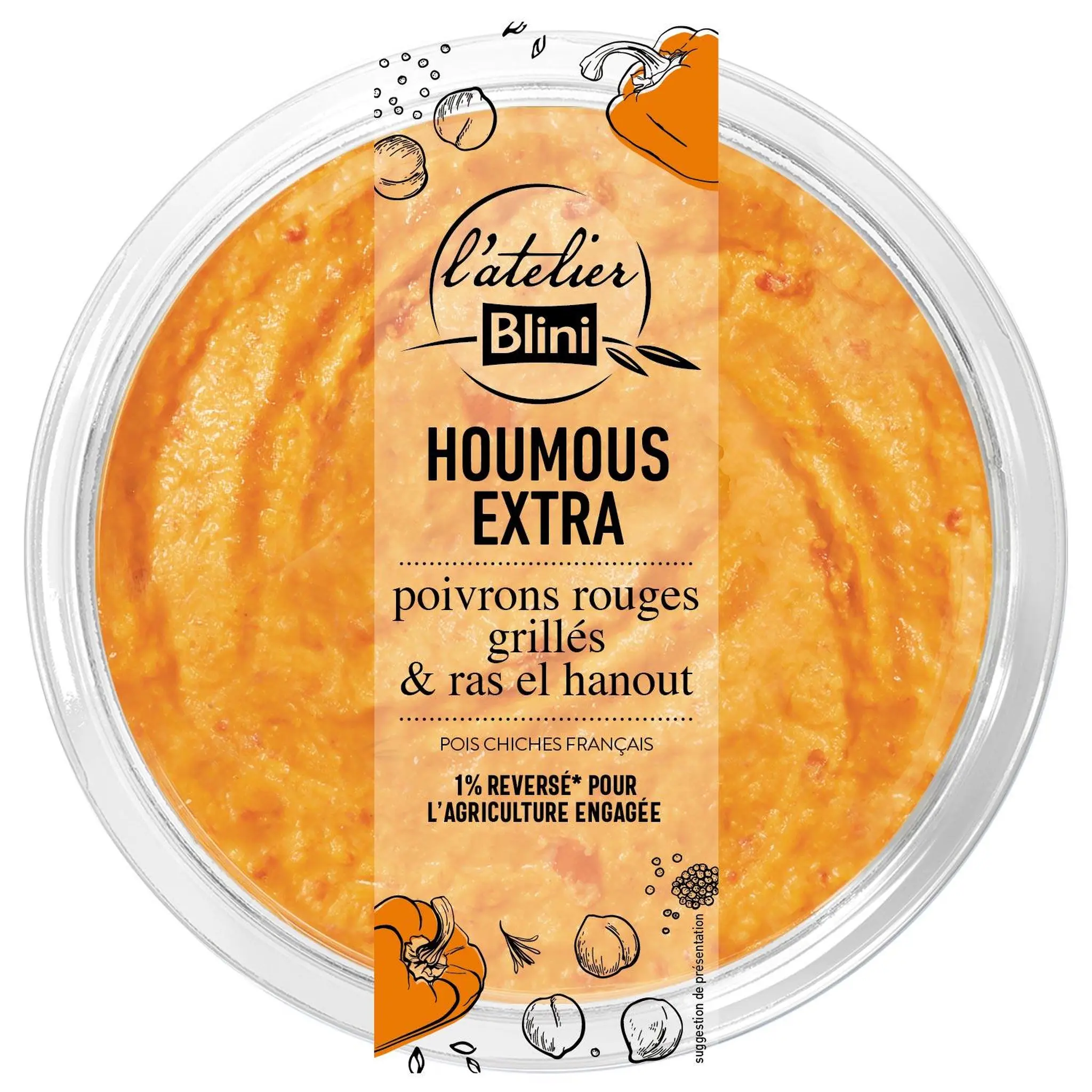 L'ATELIER BLINI Houmous extra poivrons grillés et ras el hanout