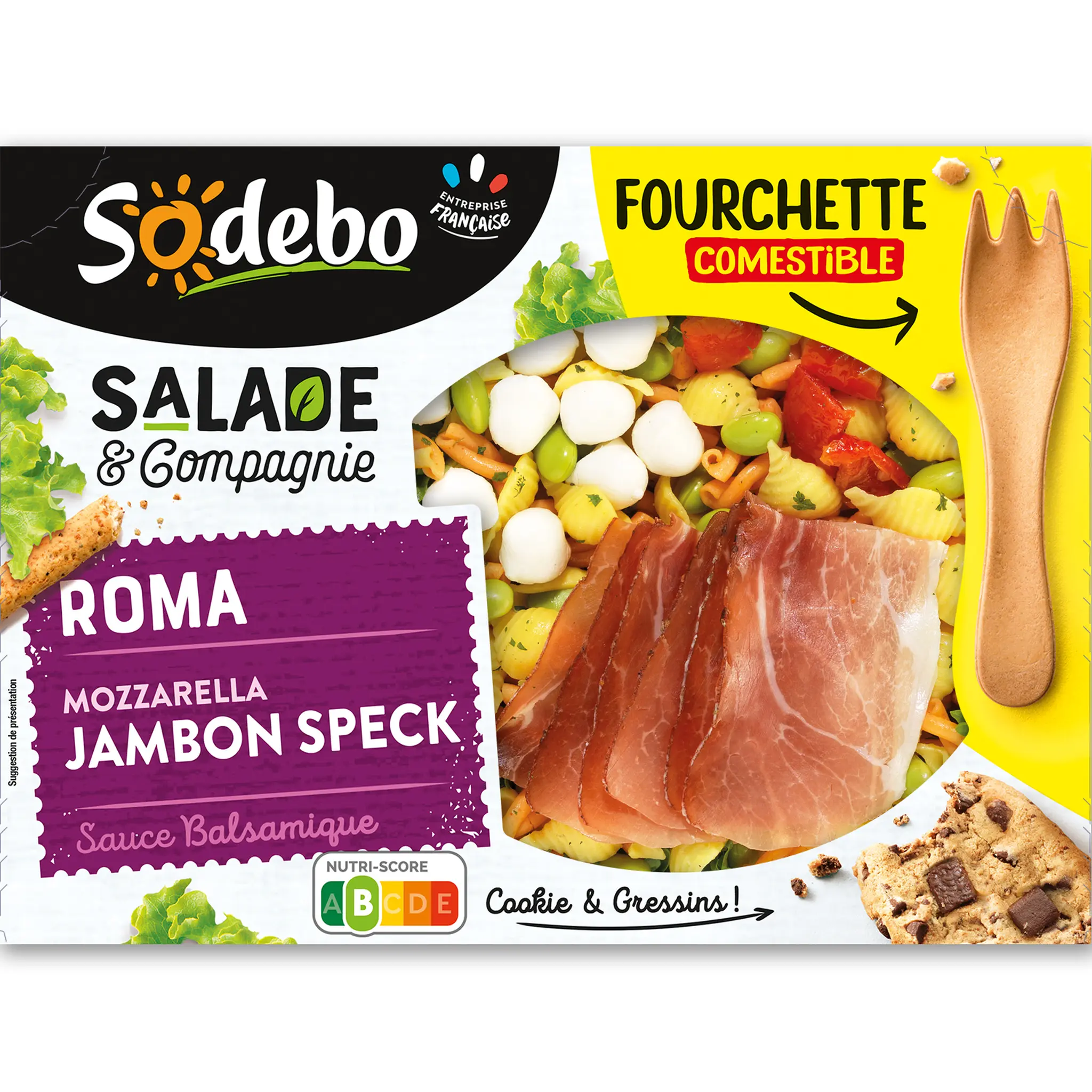 SODEBO Salade & compagnie Roma pâte jambon speck mozzarella tomates marinées