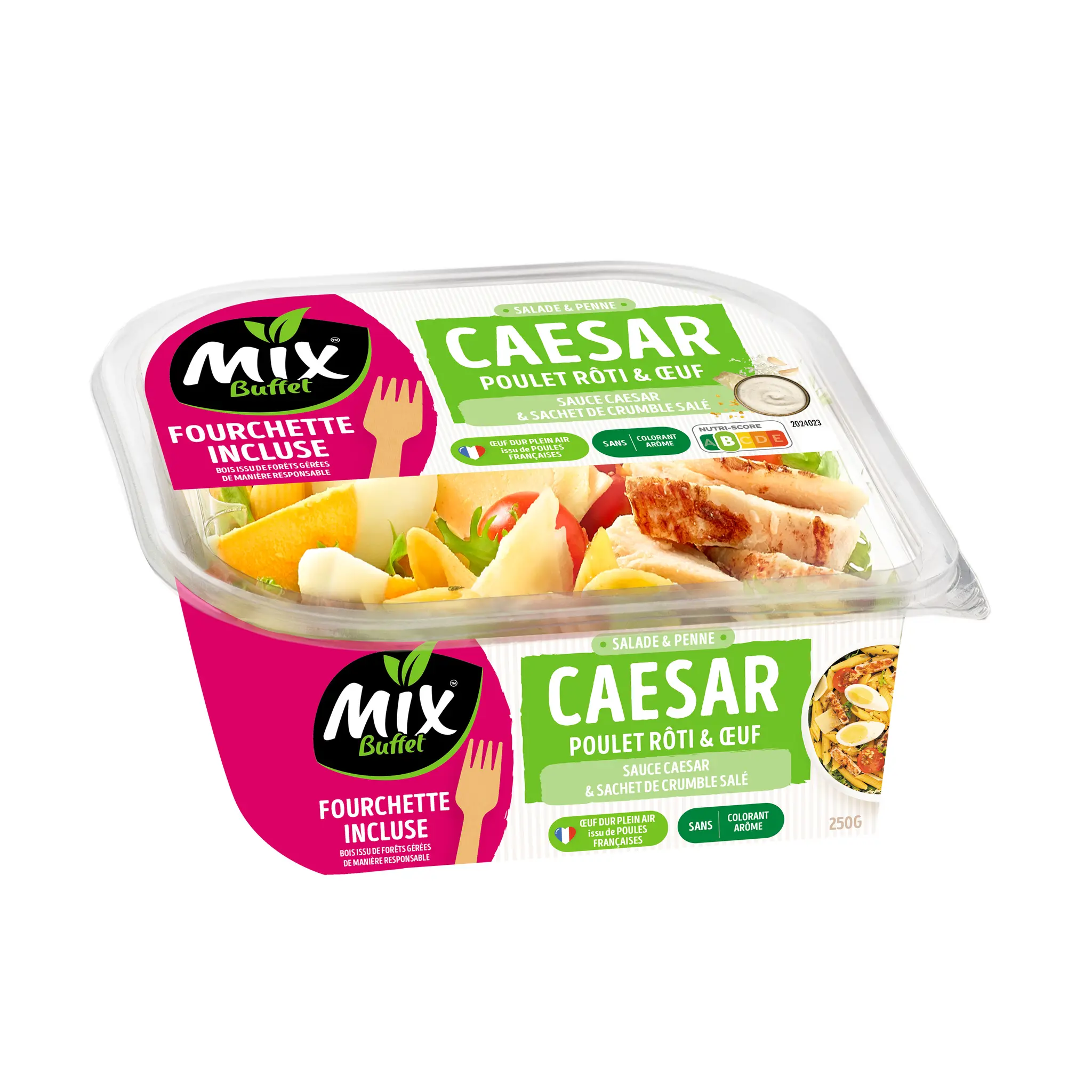 MIX Salade et penne caesar au poulet rôti et œuf
