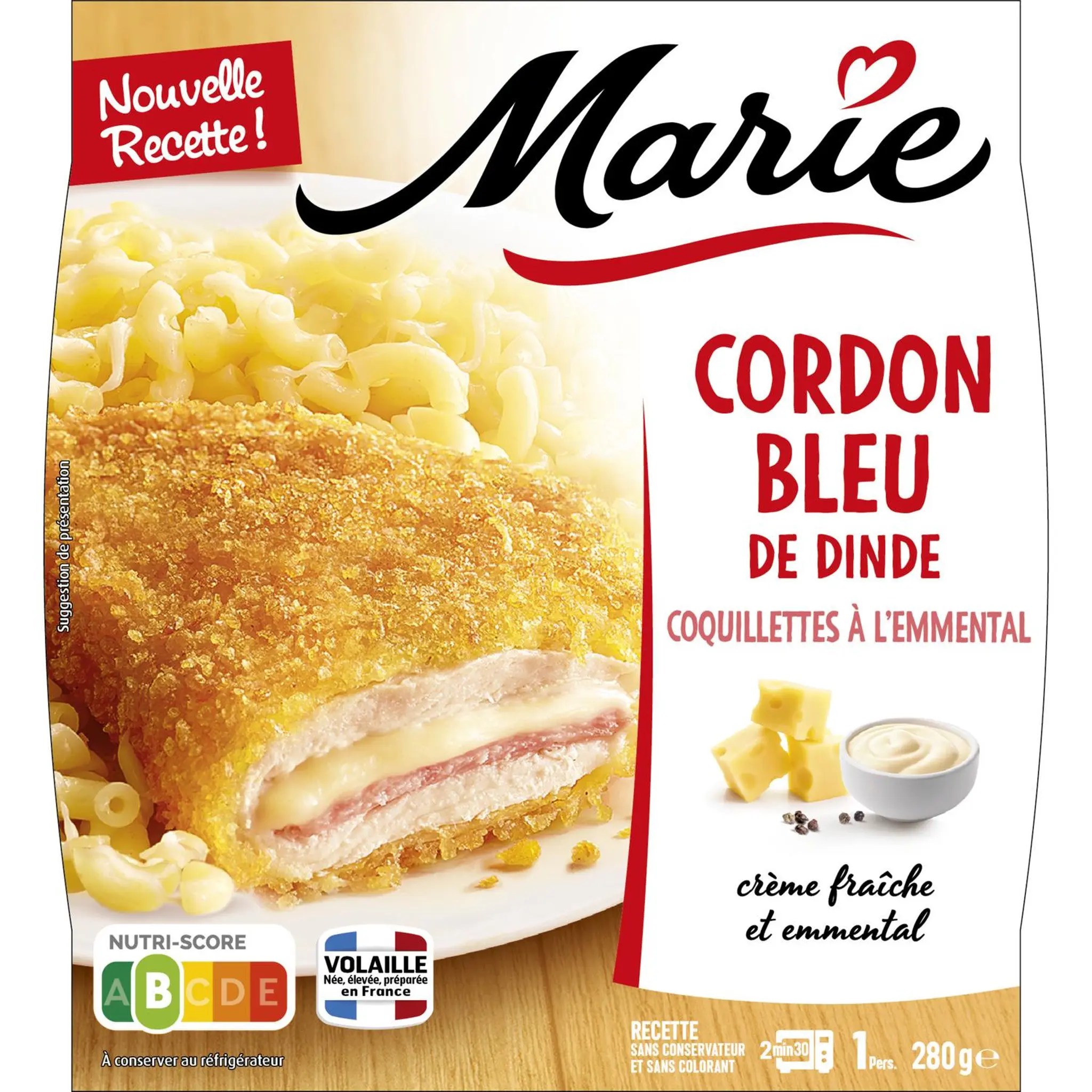 MARIE Cordon bleu de dinde et coquillettes au fromage sans couverts